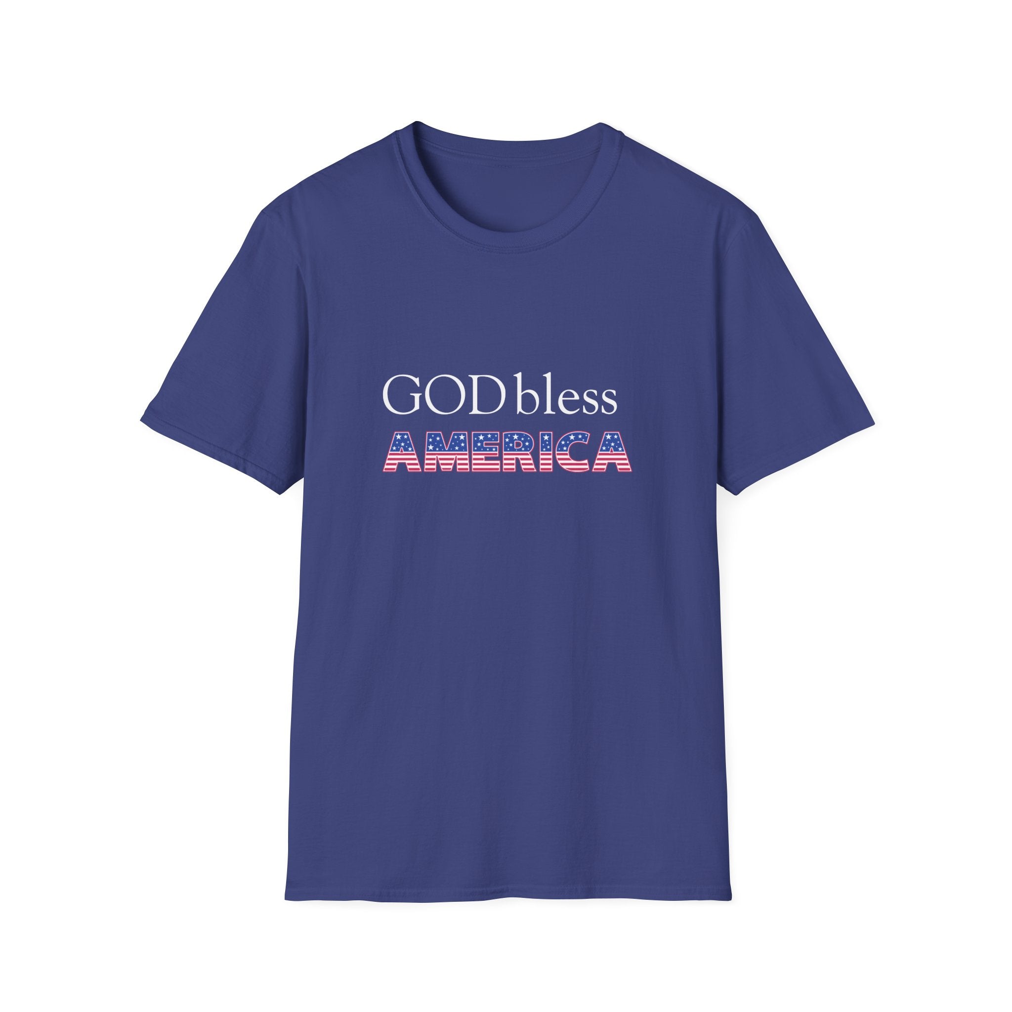 God Bless America T-Shirt — Patriotic American Flag Text Tee