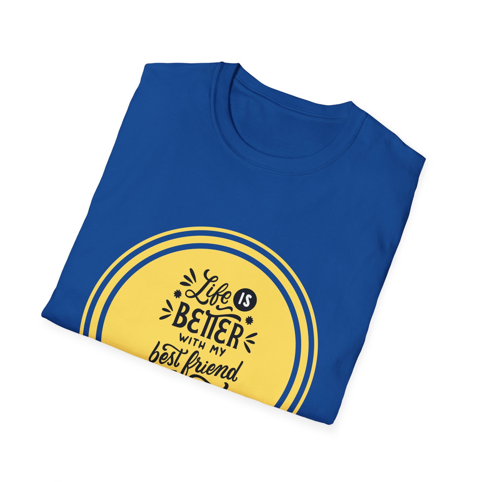 Christian T‑Shirt – “Life Is Better With My Best Friend Jesus” Yellow Circle Tee