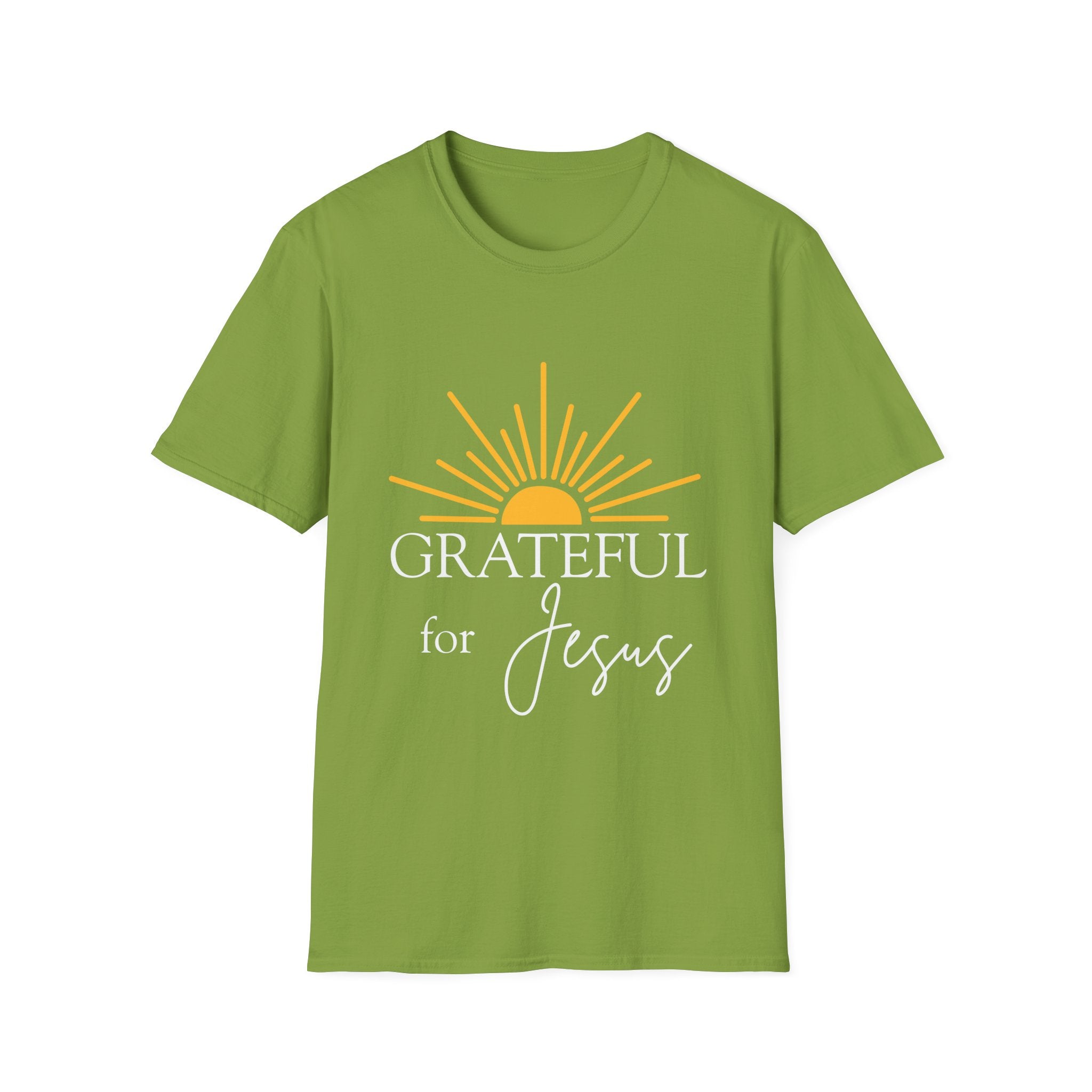 Grateful for Jesus Sunrise T-Shirt | Yellow Half Sun Graphic, Jesus Tee