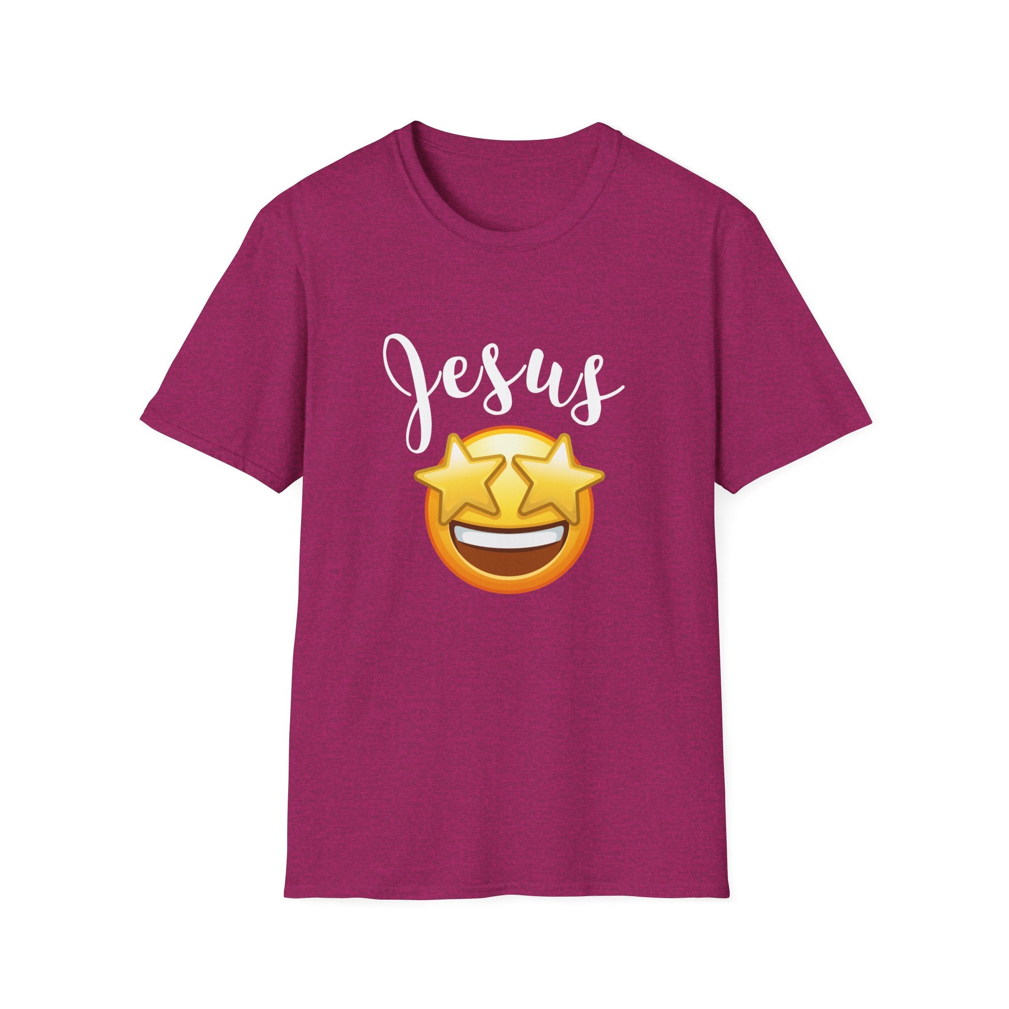 Jesus Emoji Star-Eyes T-Shirt — Casual Christian Faith Tee