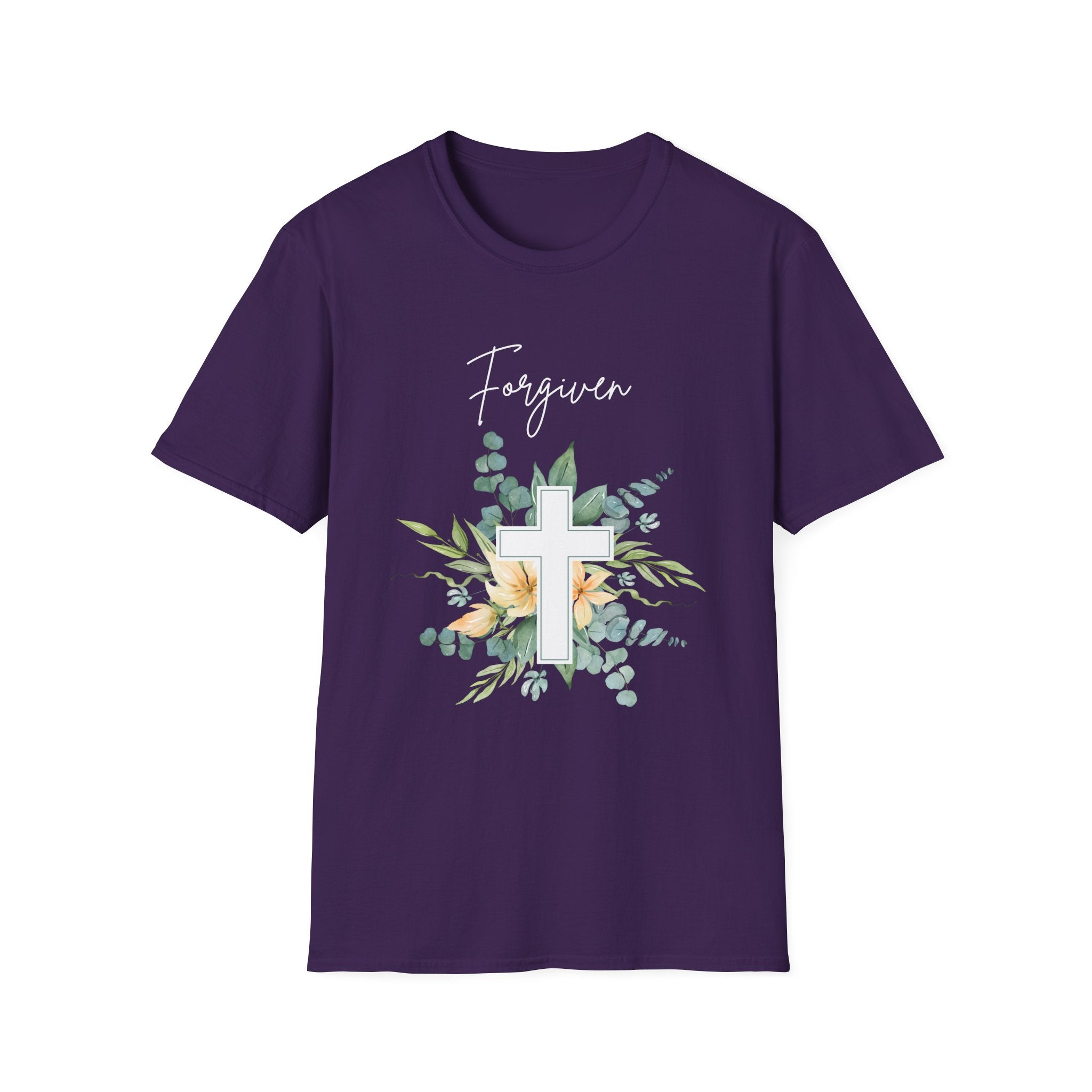 Forgiven Floral Cross T-Shirt | Watercolor Flower Christian Faith Tee