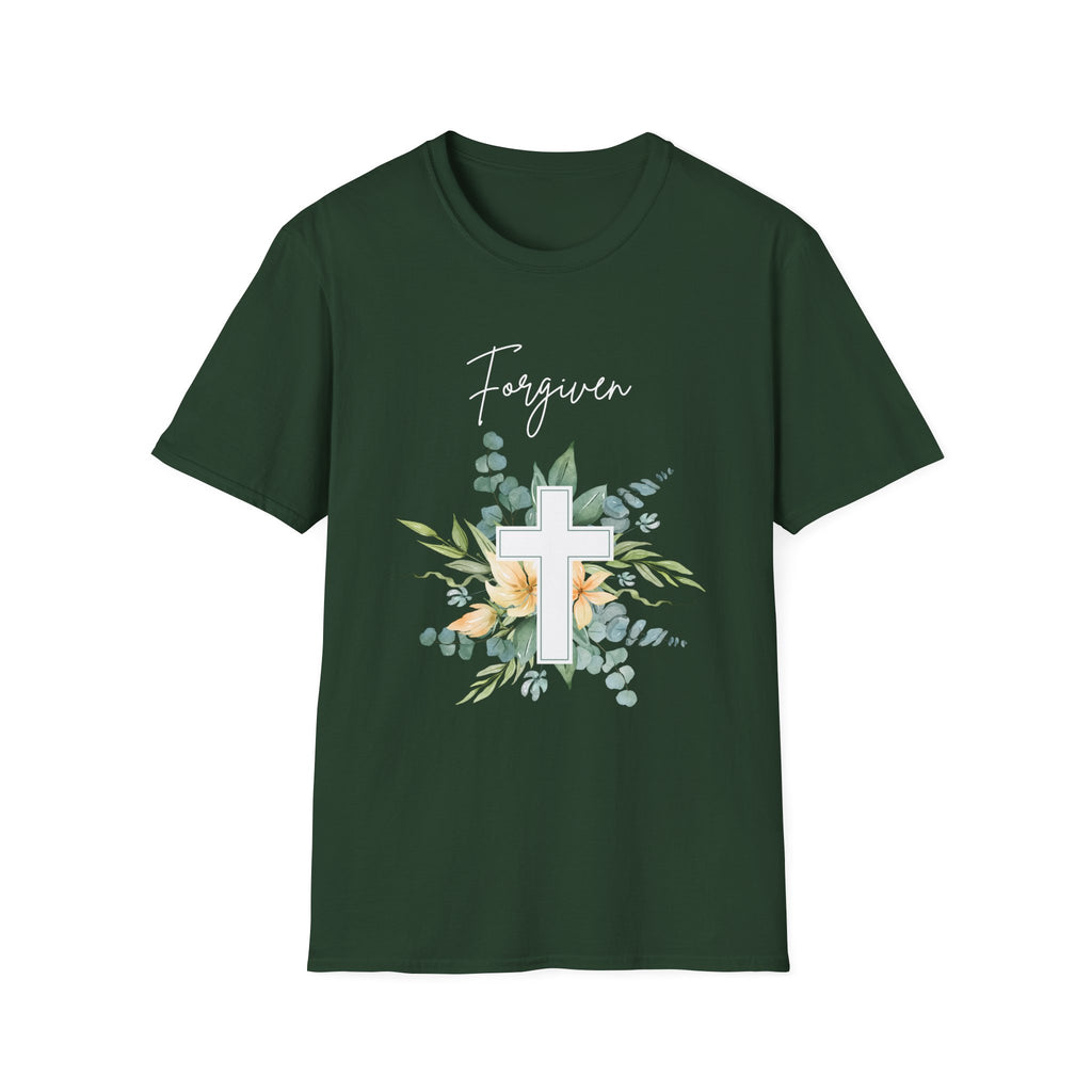 Forgiven Floral Cross T-Shirt | Watercolor Flower Christian Faith Tee