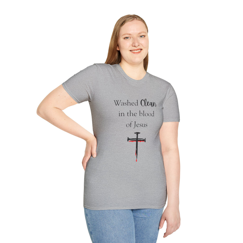 Washed Clean in the Blood of Jesus T-Shirt | Christian Cross Design