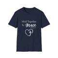 Held Together by Grace T-Shirt — Christian Heart Cross, Colossians 1:17