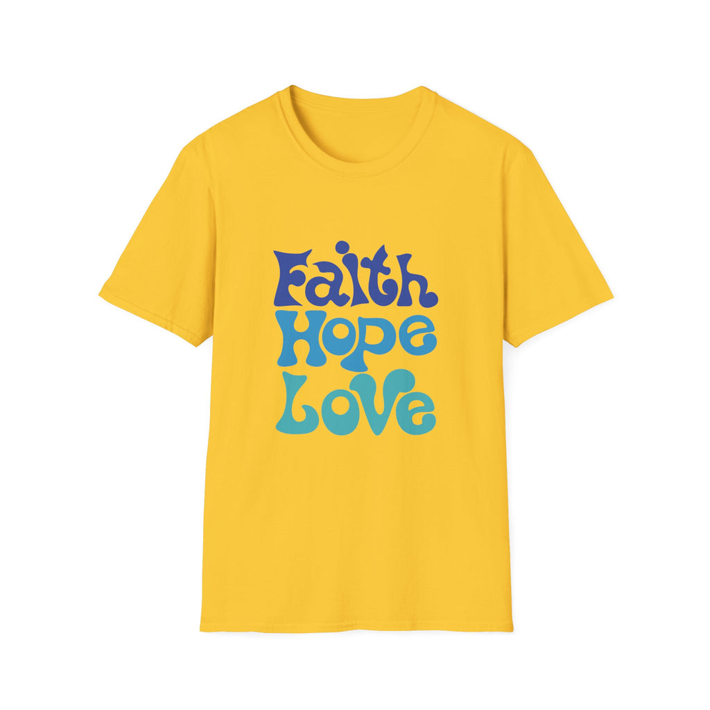 Faith Hope Love T-Shirt — Retro Psychedelic Faith Tee