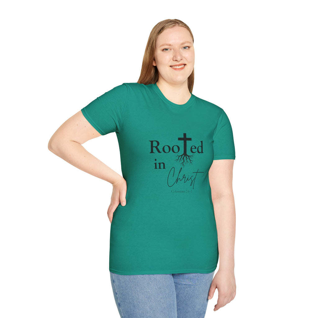 Rooted in Christ Cross & Roots T-Shirt — Christian Faith Tee