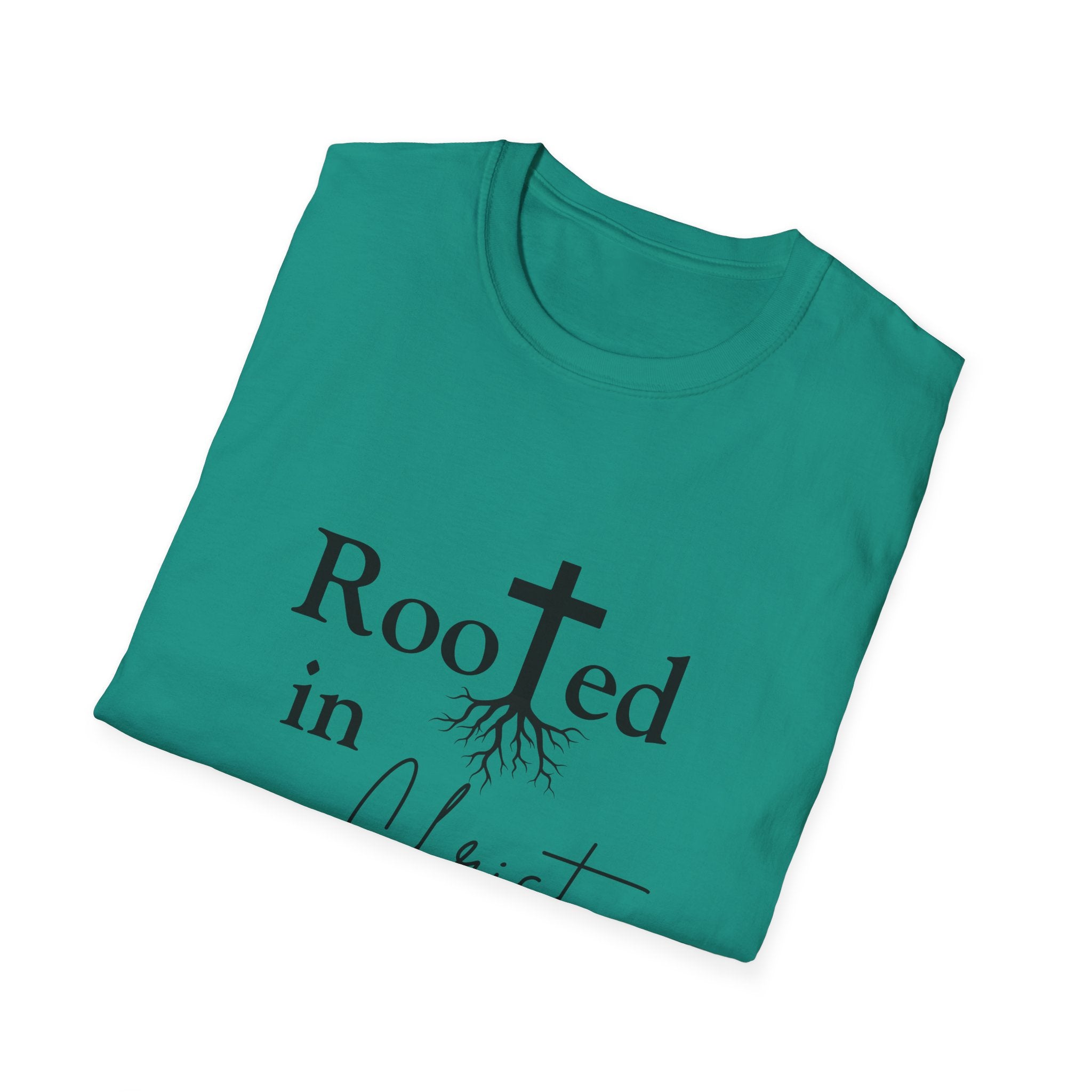 Rooted in Christ Cross & Roots T-Shirt — Christian Faith Tee