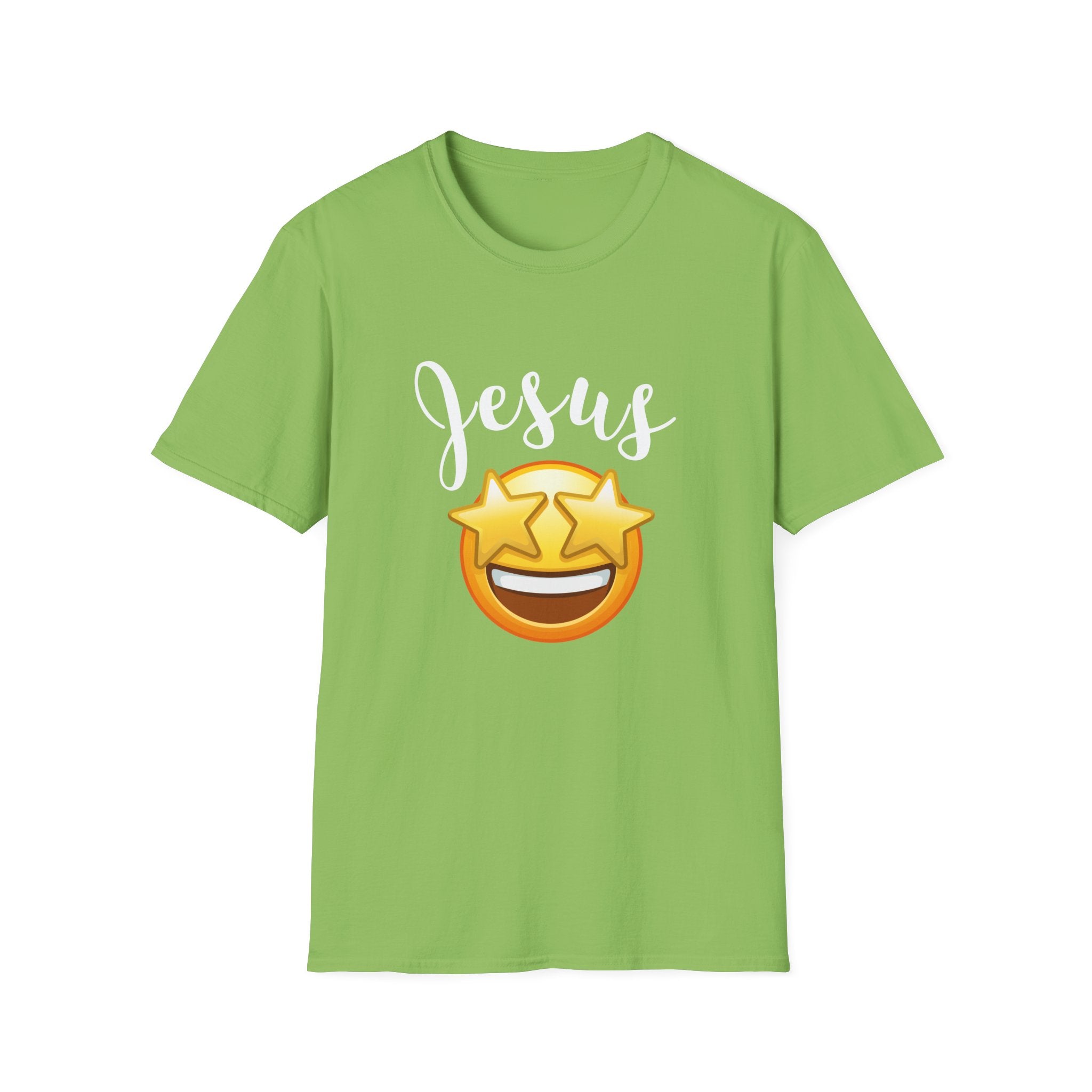 Jesus Emoji Star-Eyes T-Shirt — Casual Christian Faith Tee
