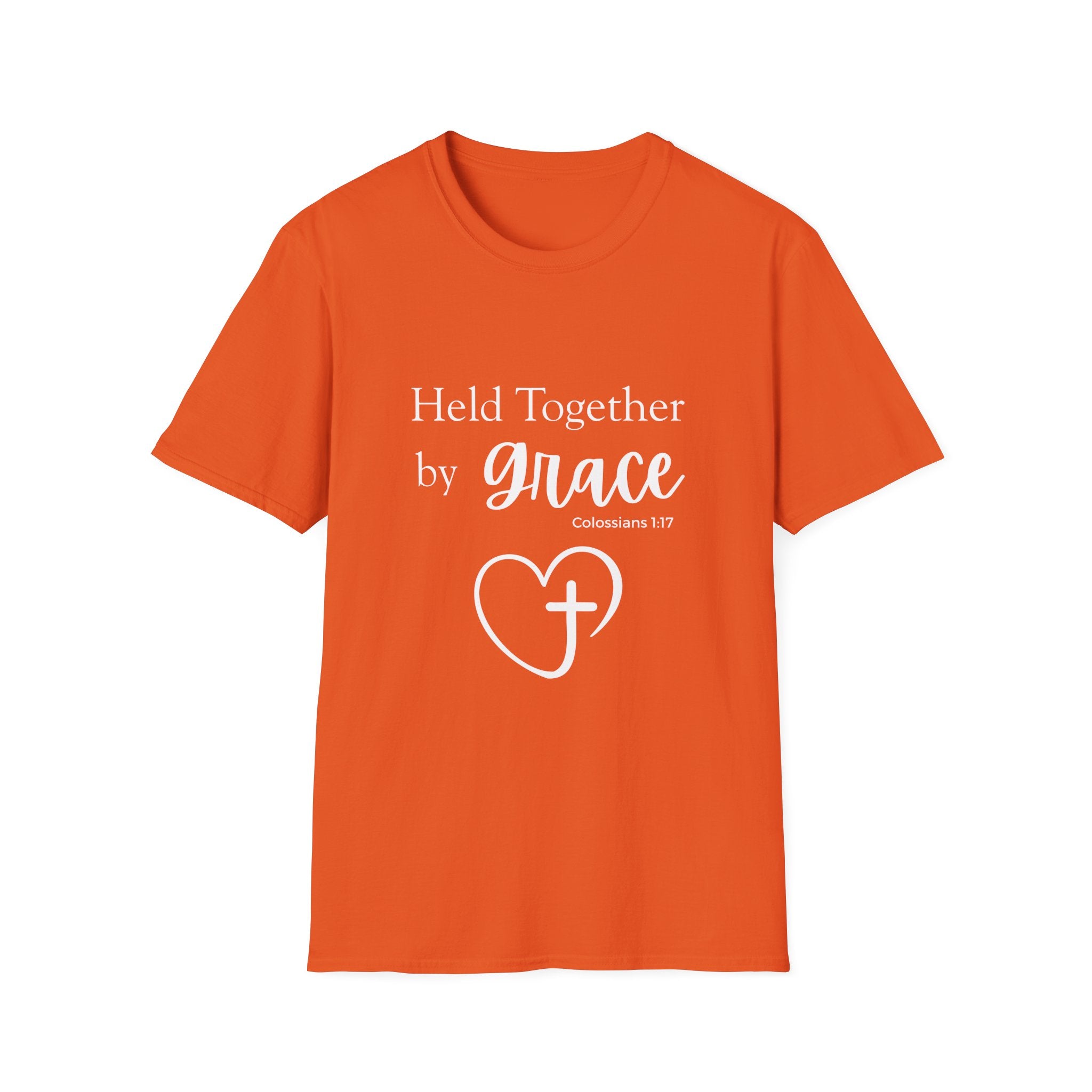 Held Together by Grace T-Shirt — Christian Heart Cross, Colossians 1:17