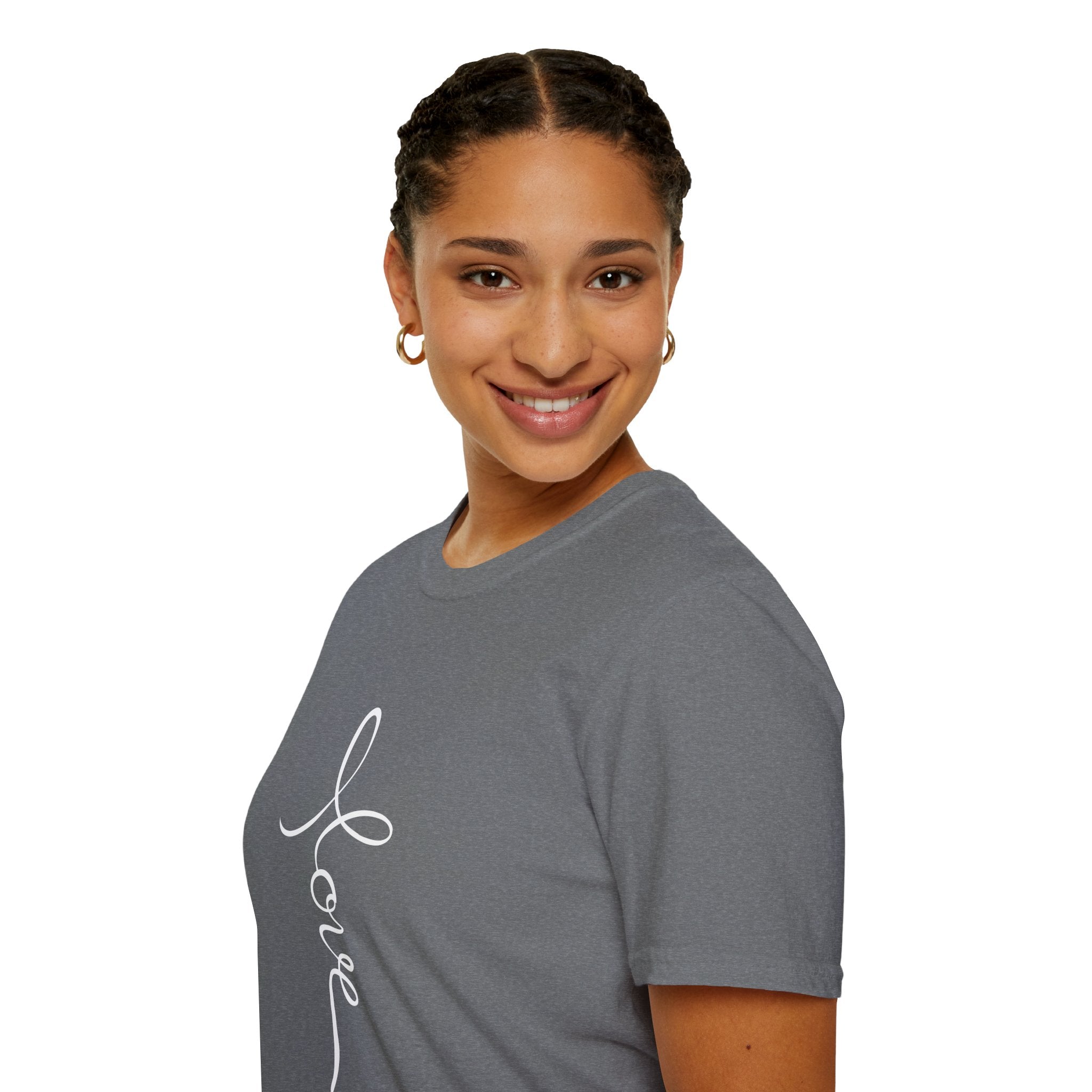 Vertical 'Love' Cross Christian T-Shirt — Faith Tee for Believers