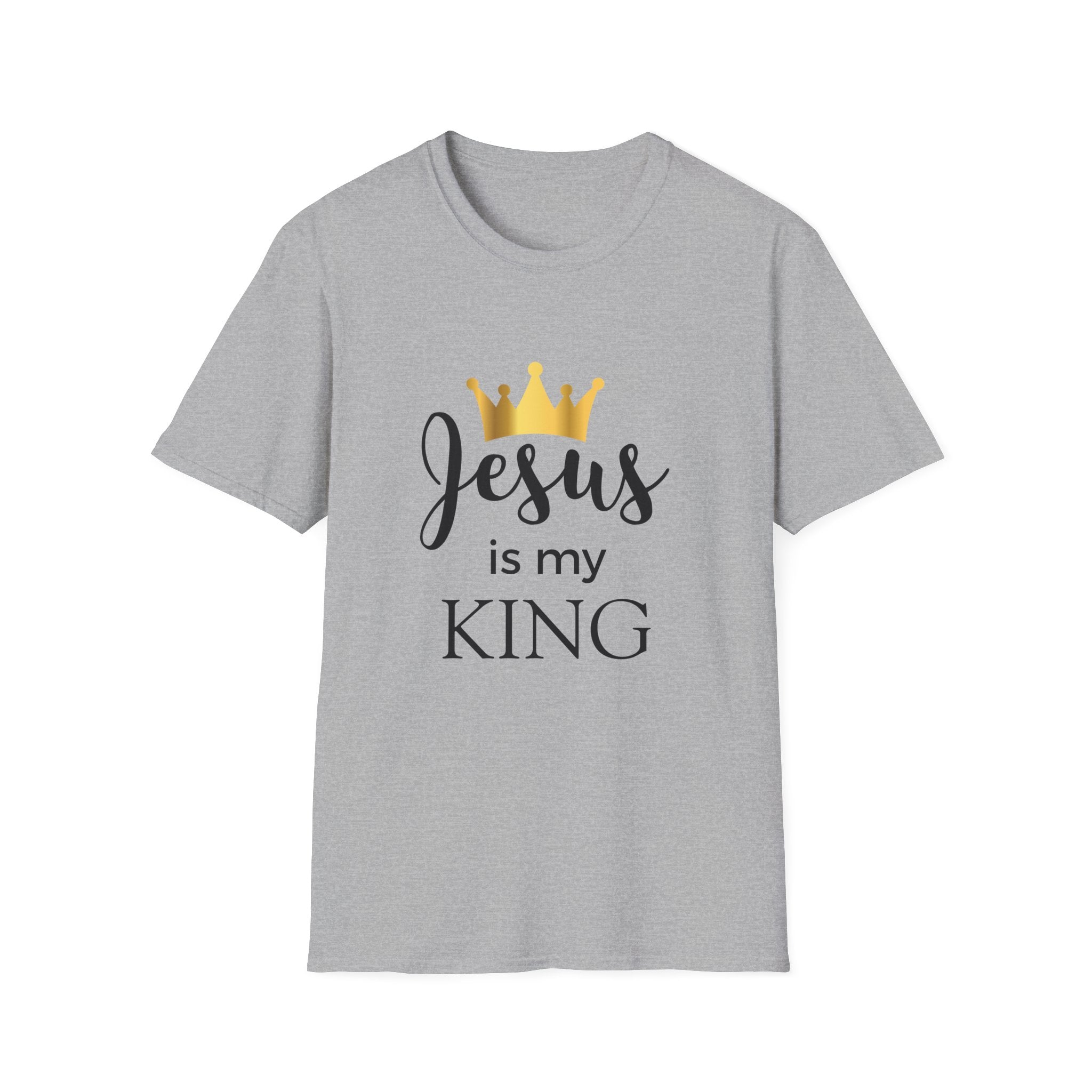 Jesus Is My King T-Shirt — Christian Faith Tee with Gold Crown