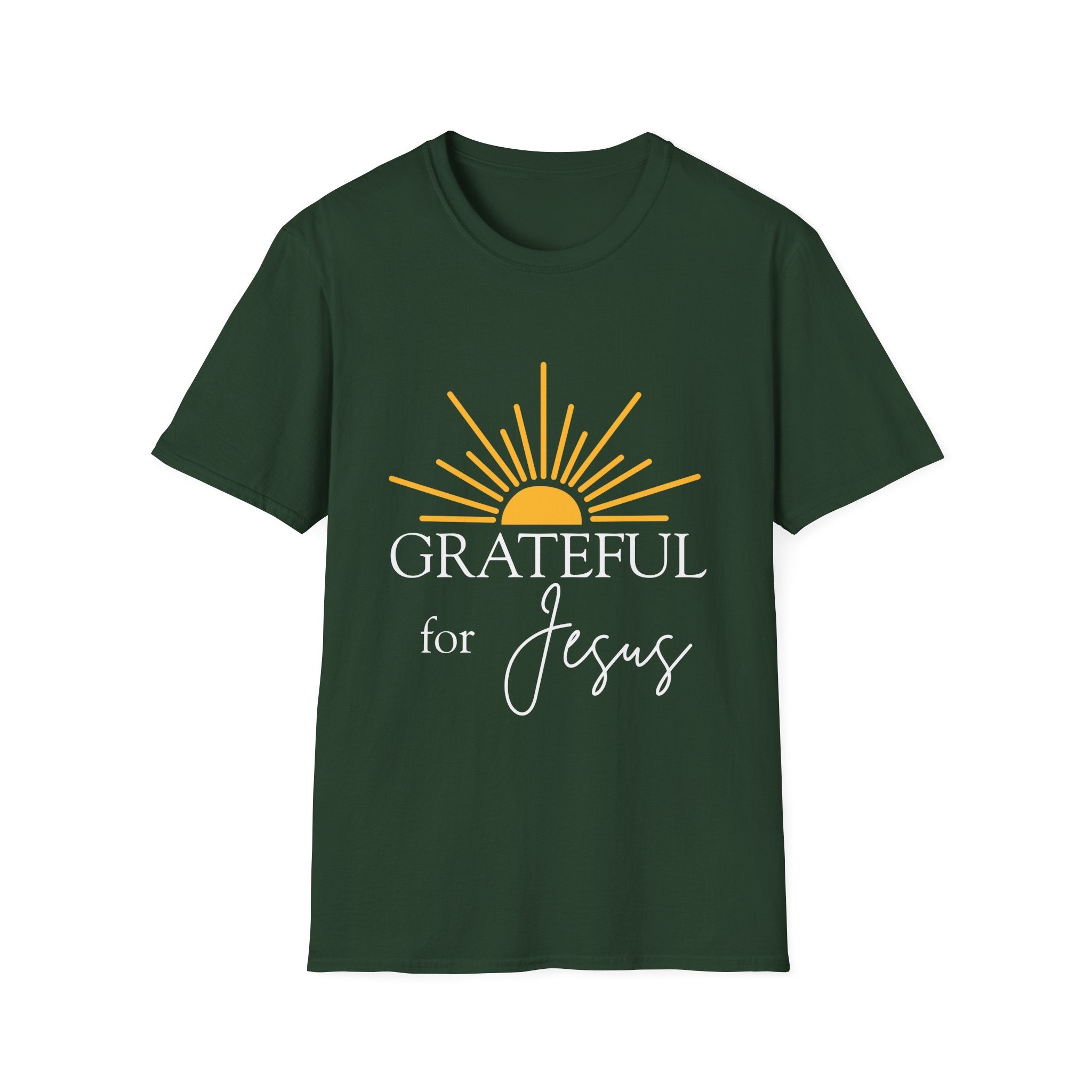 Grateful for Jesus Sunrise T-Shirt | Yellow Half Sun Graphic, Jesus Tee