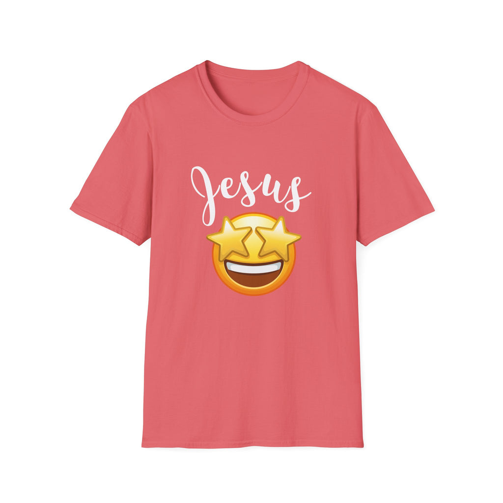 Jesus Emoji Star-Eyes T-Shirt — Casual Christian Faith Tee