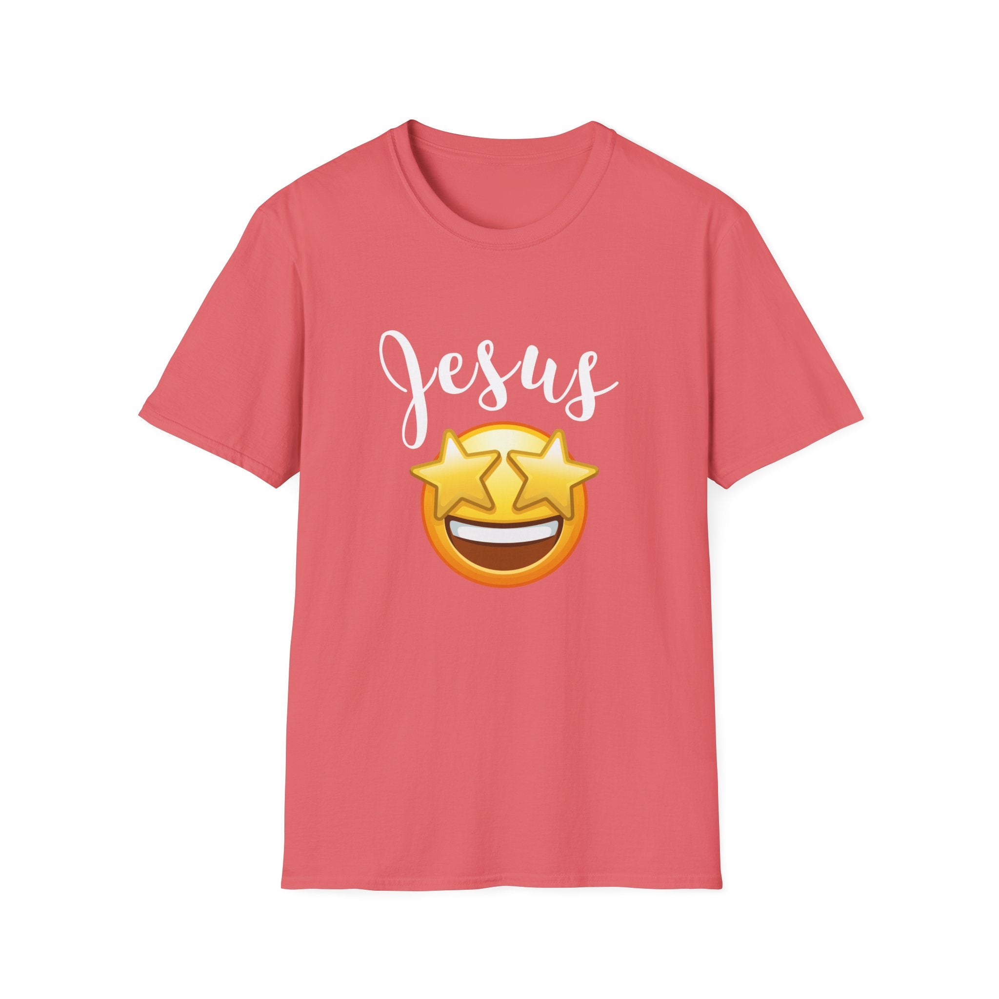 Jesus Emoji Star-Eyes T-Shirt — Casual Christian Faith Tee