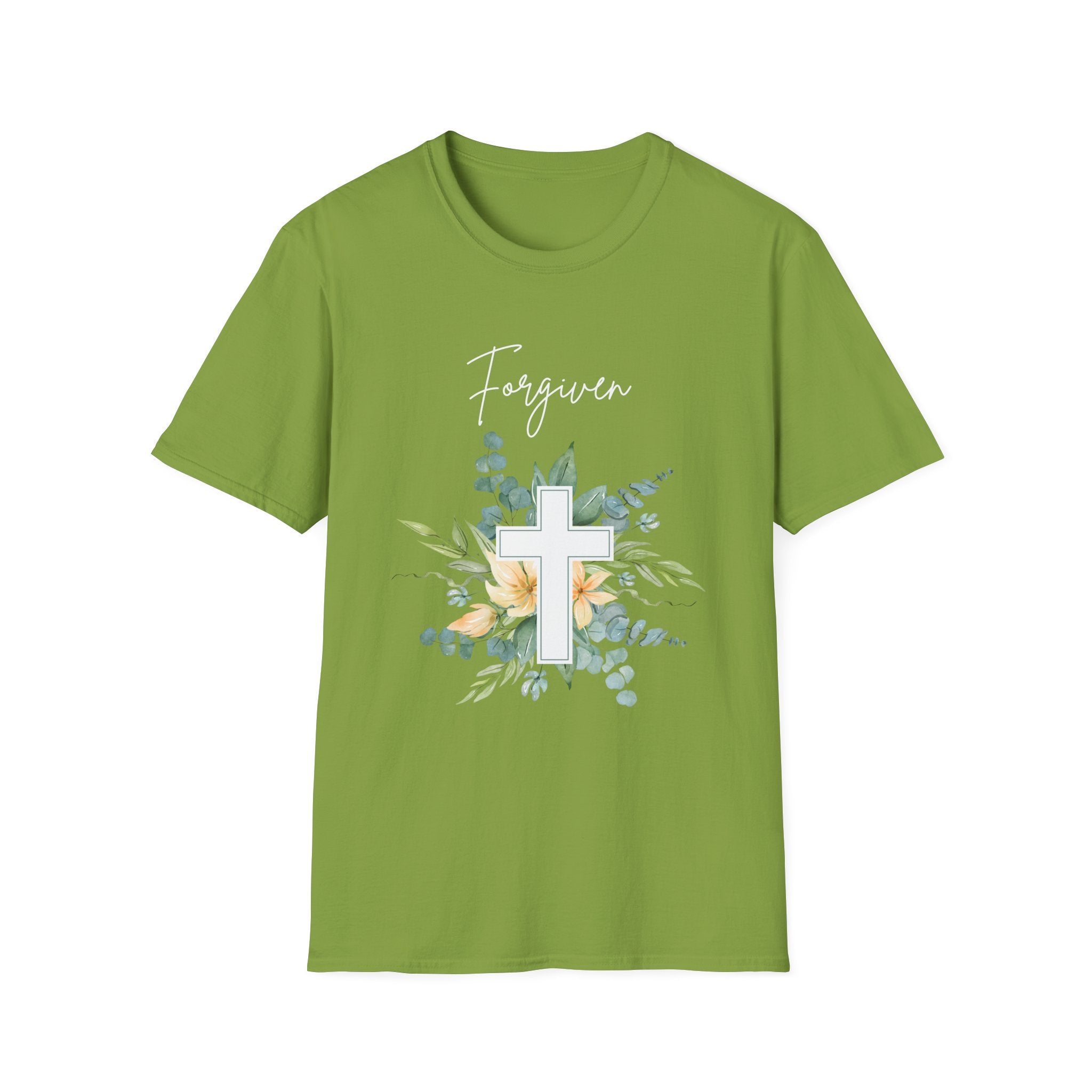 Forgiven Floral Cross T-Shirt | Watercolor Flower Christian Faith Tee