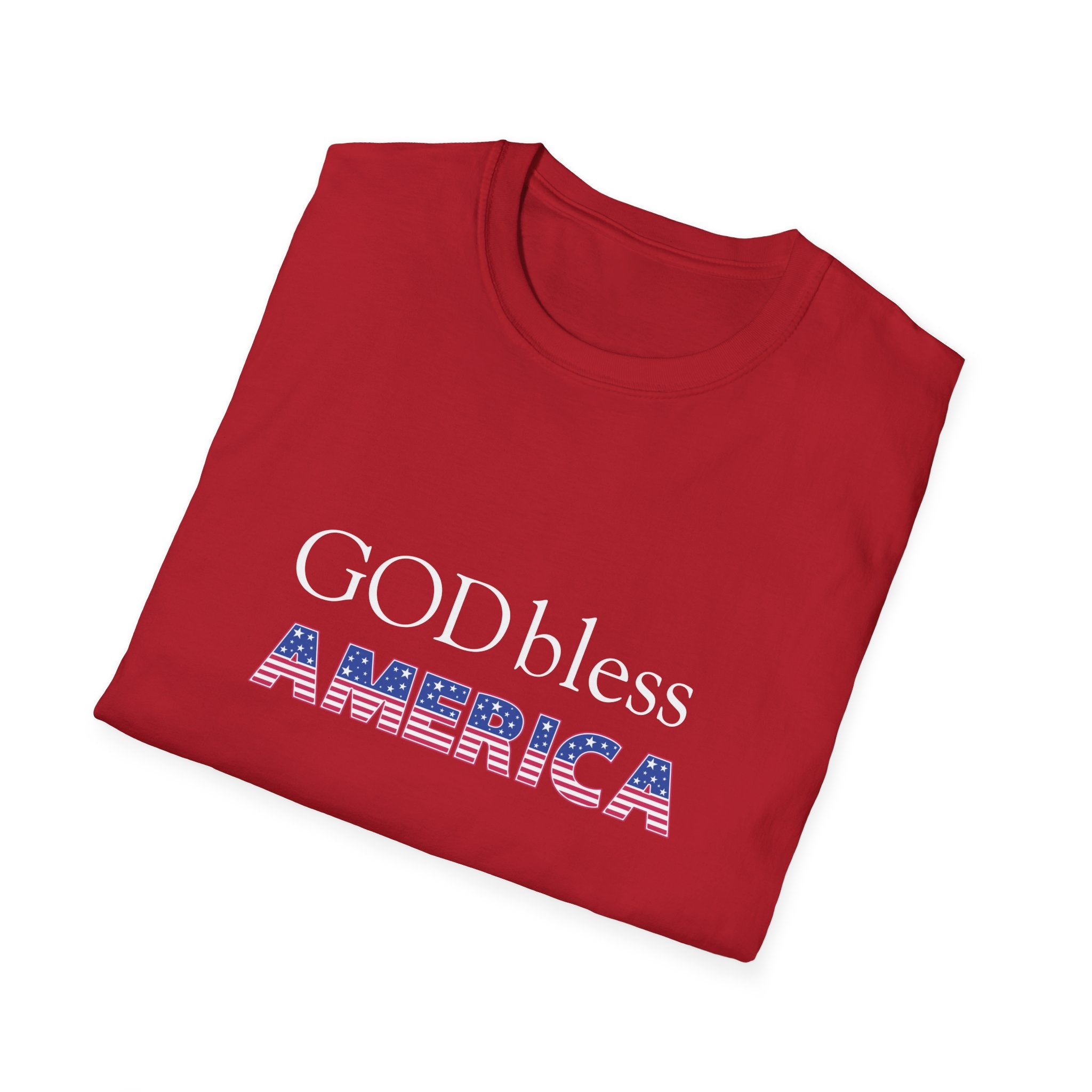 God Bless America T-Shirt — Patriotic American Flag Text Tee
