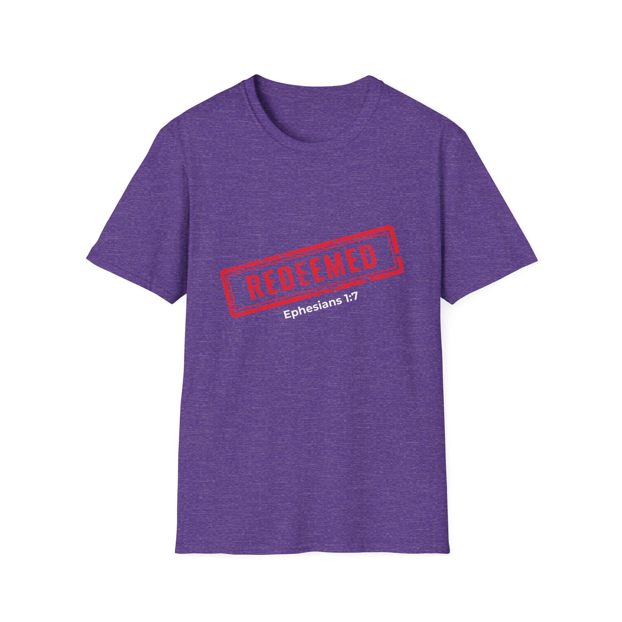 Redeemed stamp Ephesians 1:7 T-Shirt | Christian faith scripture tee