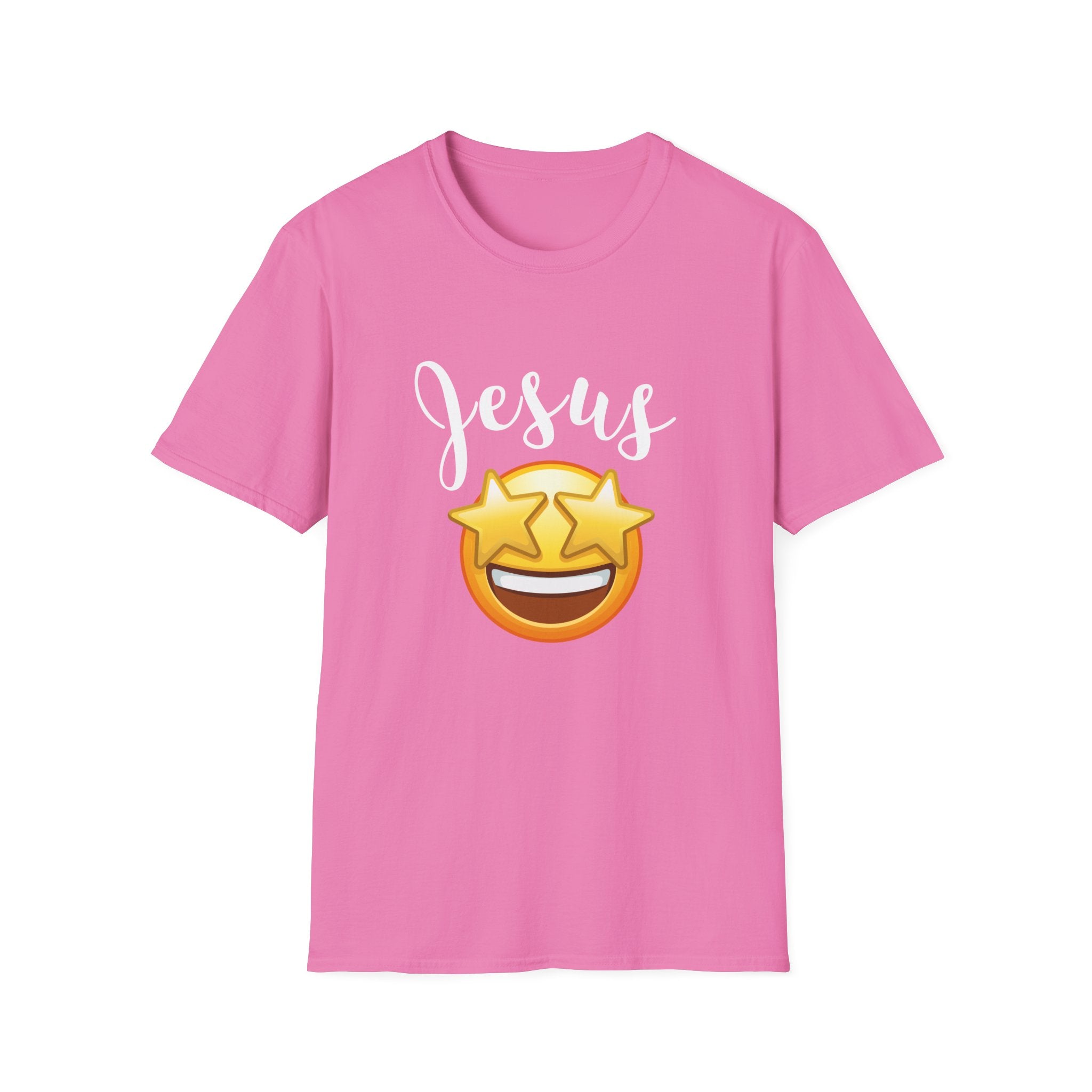 Jesus Emoji Star-Eyes T-Shirt — Casual Christian Faith Tee