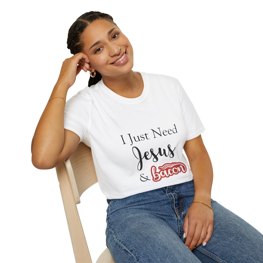 I Just Need Jesus & Bacon T-Shirt | Faith Humor Tee