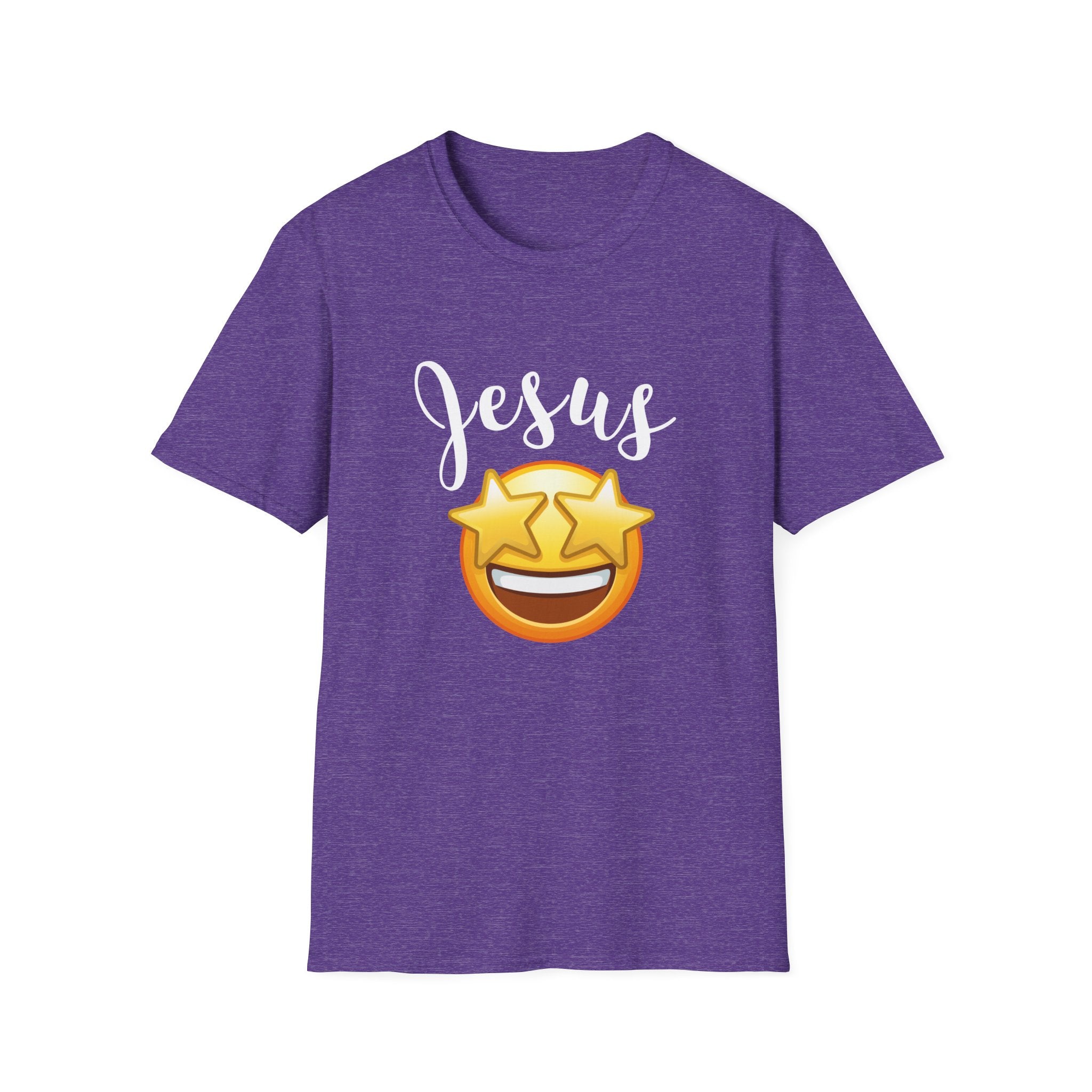 Jesus Emoji Star-Eyes T-Shirt — Casual Christian Faith Tee