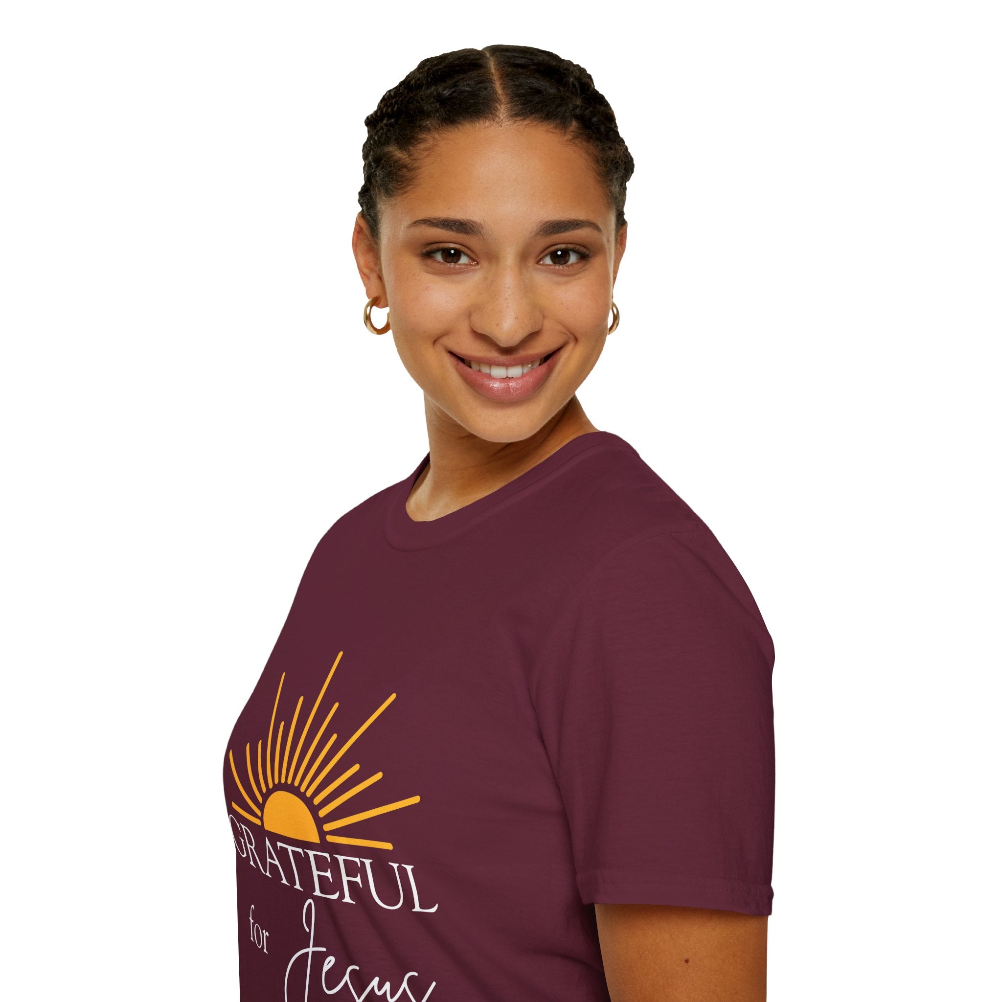Grateful for Jesus Sunrise T-Shirt | Yellow Half Sun Graphic, Jesus Tee