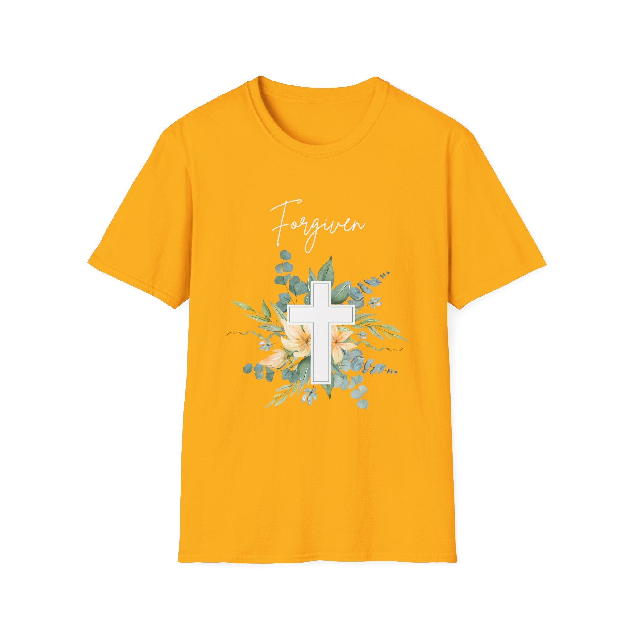 Forgiven Floral Cross T-Shirt | Watercolor Flower Christian Faith Tee