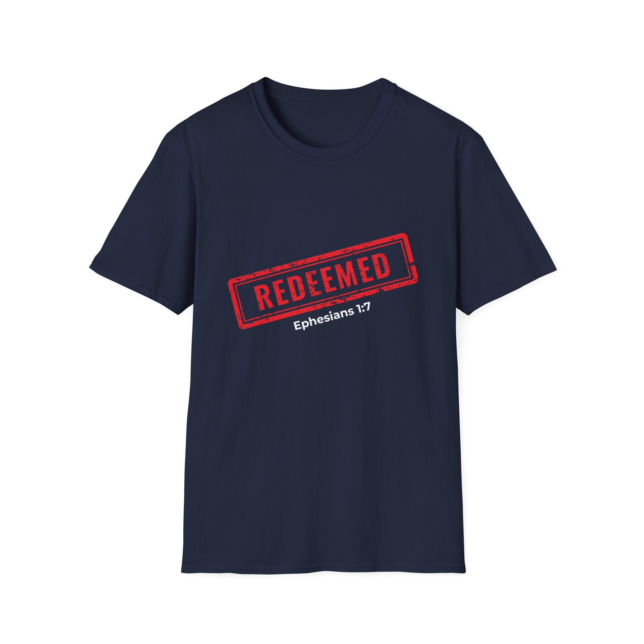 Redeemed stamp Ephesians 1:7 T-Shirt | Christian faith scripture tee
