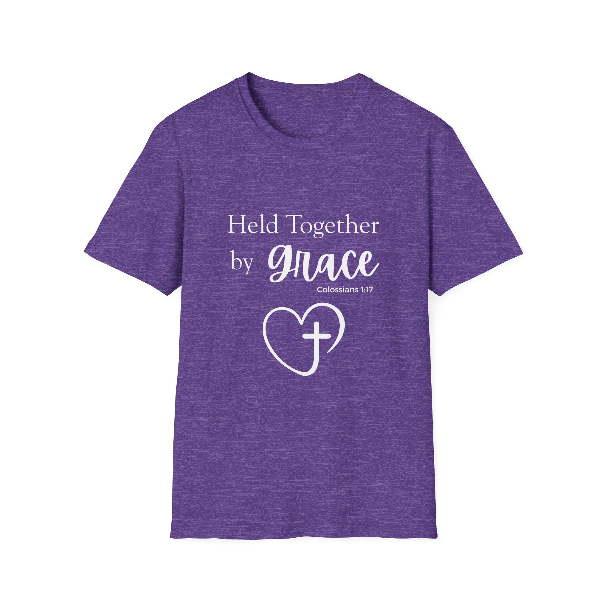 Held Together by Grace T-Shirt — Christian Heart Cross, Colossians 1:17
