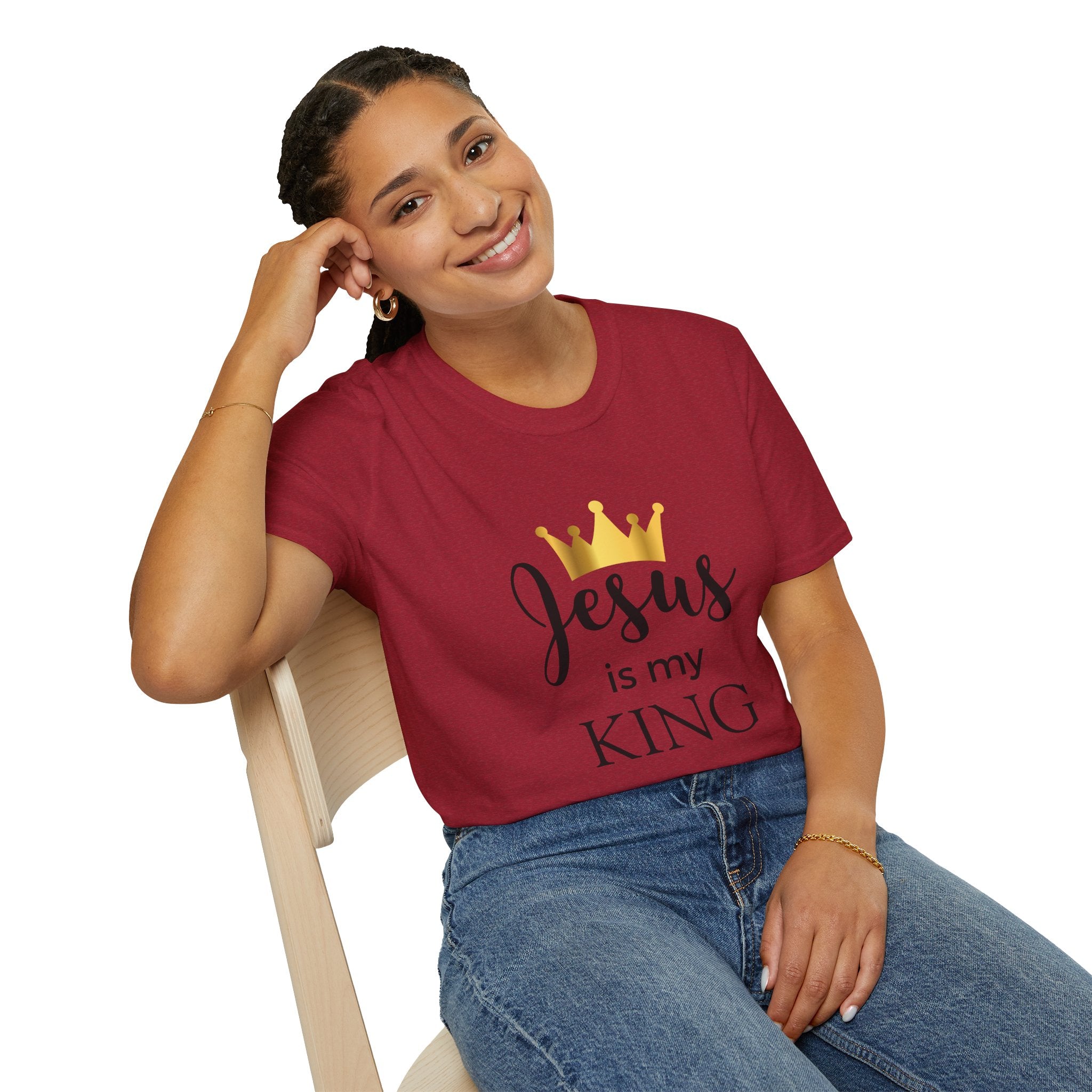 Jesus Is My King T-Shirt — Christian Faith Tee with Gold Crown