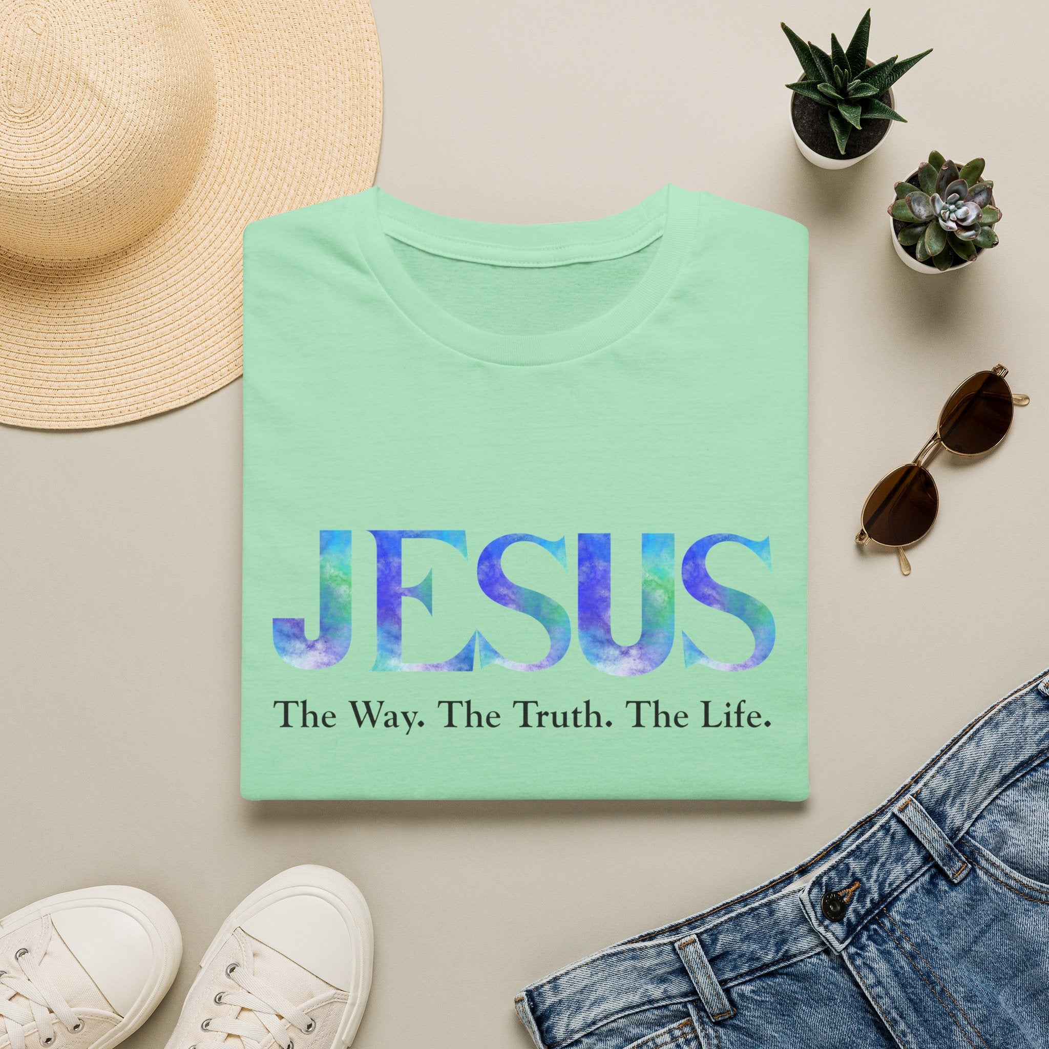 Jesus Watercolor Tee — "The Way. The Truth. The Life." Christian T-Shirt