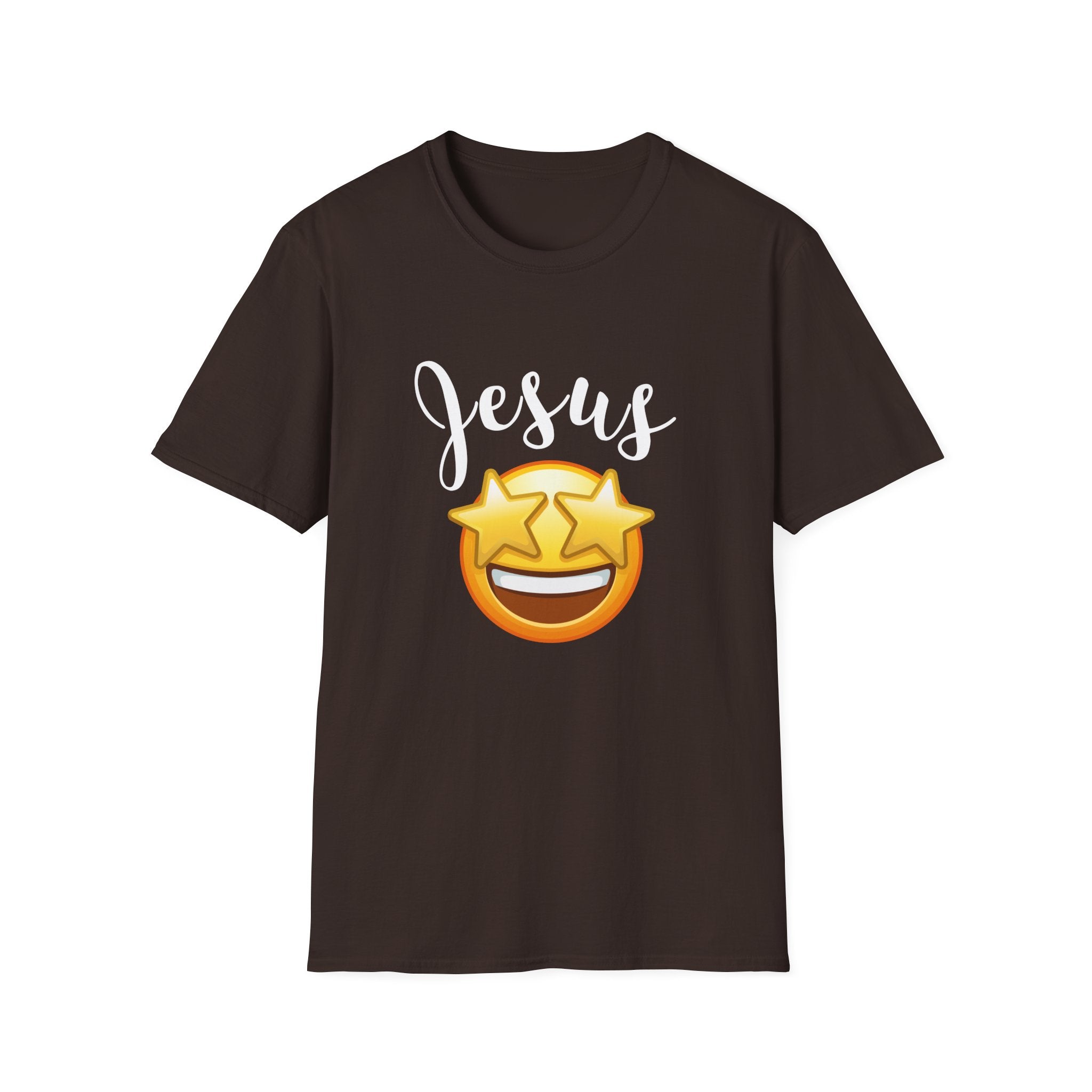 Jesus Emoji Star-Eyes T-Shirt — Casual Christian Faith Tee