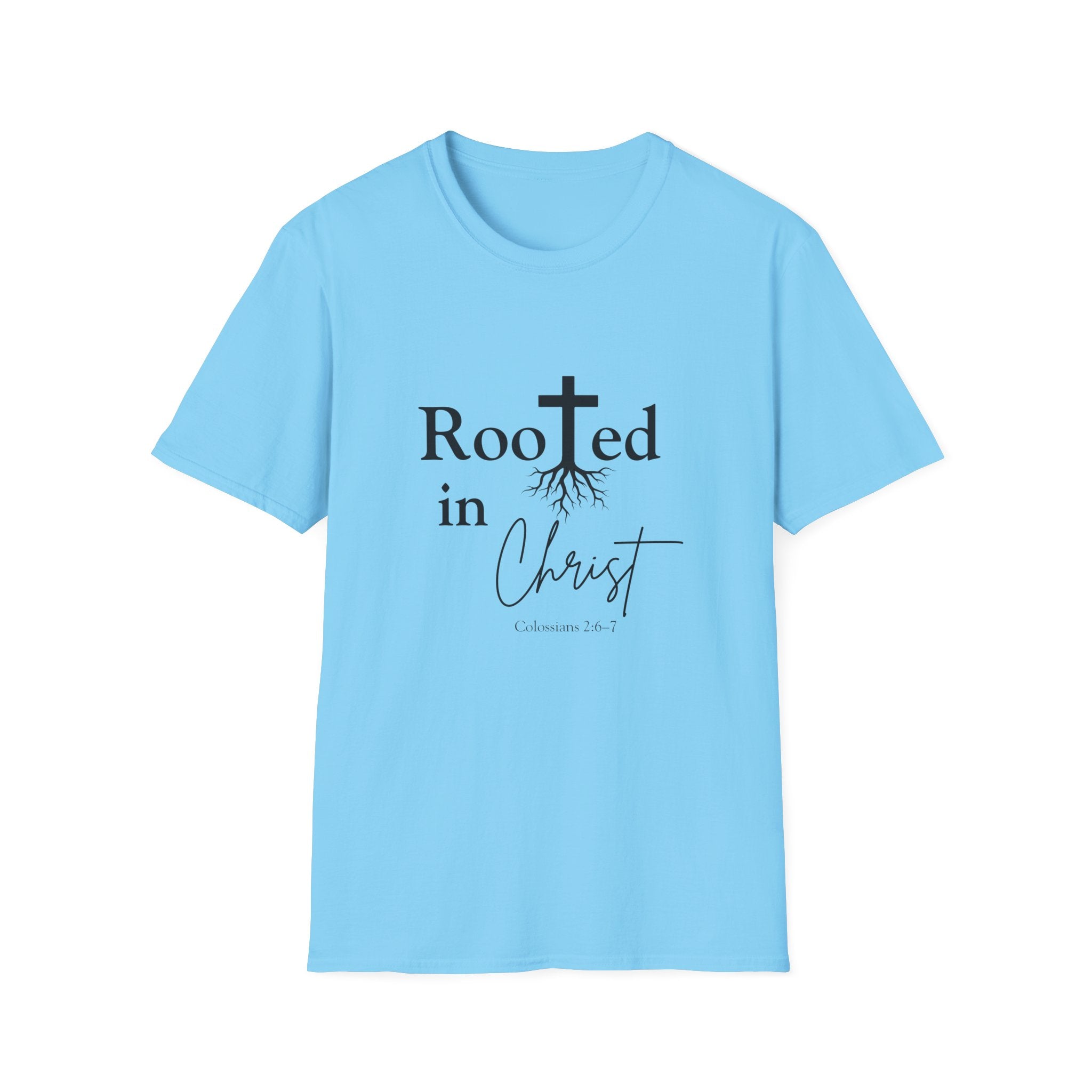 Rooted in Christ Cross & Roots T-Shirt — Christian Faith Tee