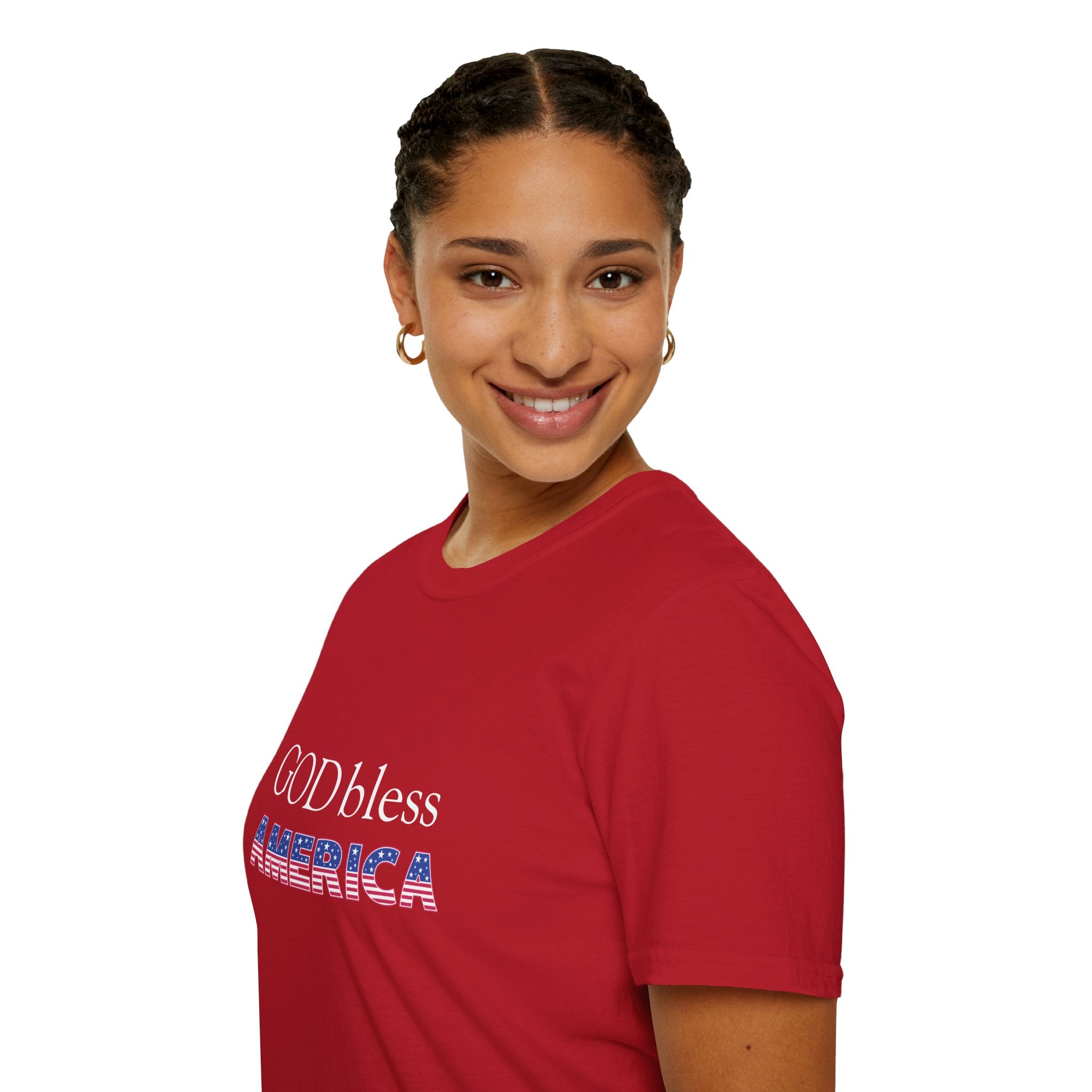 God Bless America T-Shirt — Patriotic American Flag Text Tee