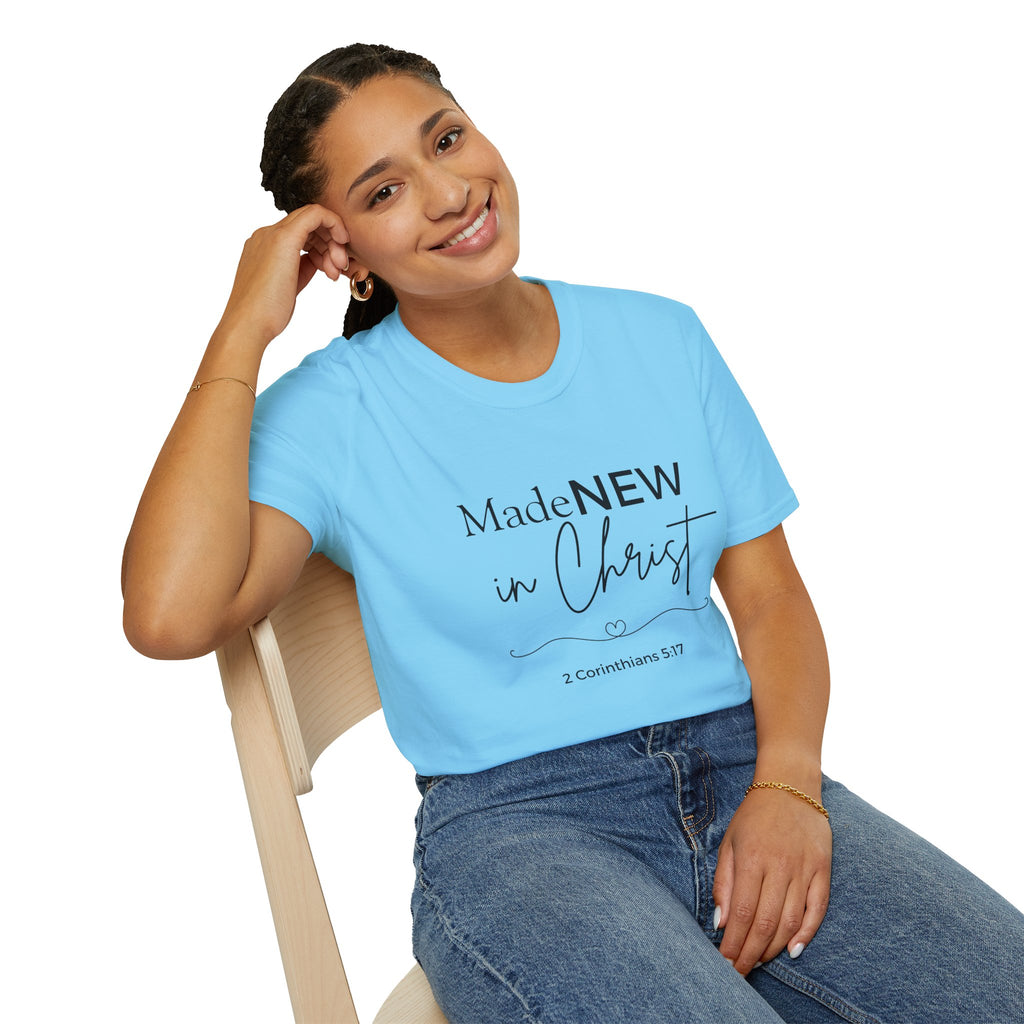 Made NEW in Christ T-Shirt — Christian Faith Bible Verse Shirt (1 Corinthians 5:17)