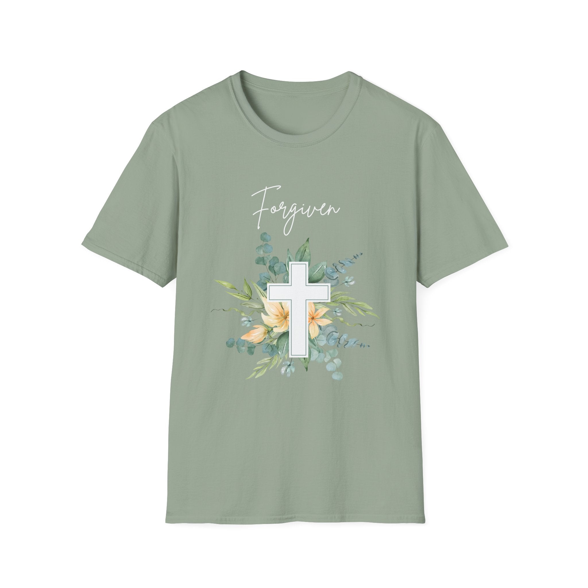Forgiven Floral Cross T-Shirt | Watercolor Flower Christian Faith Tee