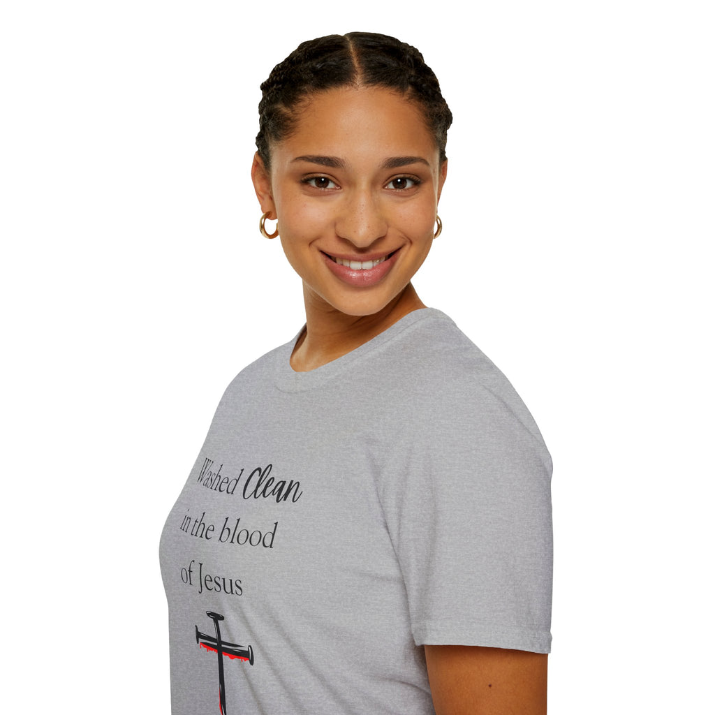 Washed Clean in the Blood of Jesus T-Shirt | Christian Cross Design