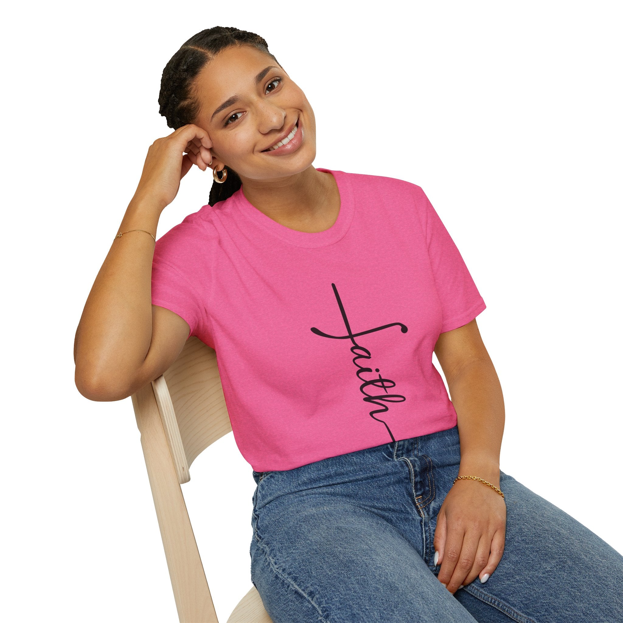 Faith Script T-Shirt — Vertical Handwritten Faith Tee