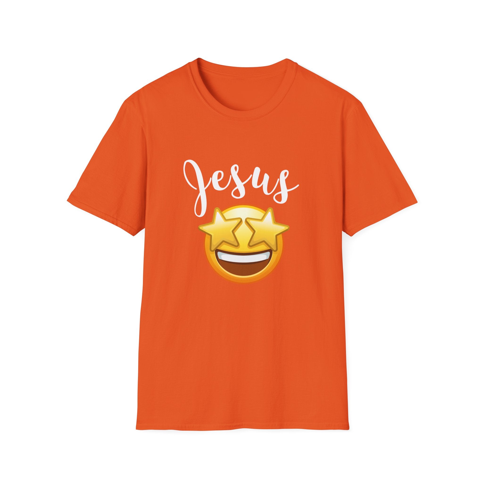 Jesus Emoji Star-Eyes T-Shirt — Casual Christian Faith Tee