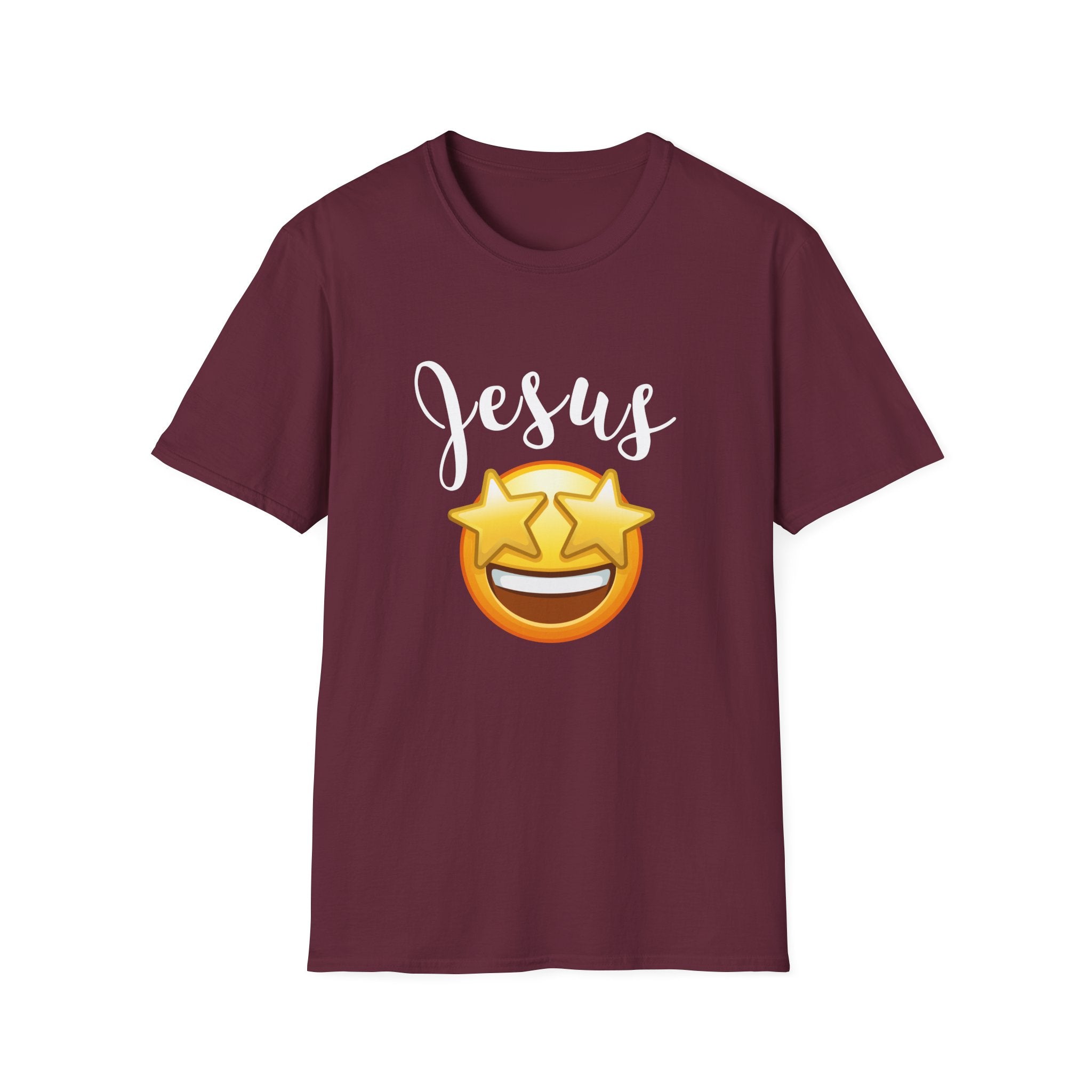 Jesus Emoji Star-Eyes T-Shirt — Casual Christian Faith Tee