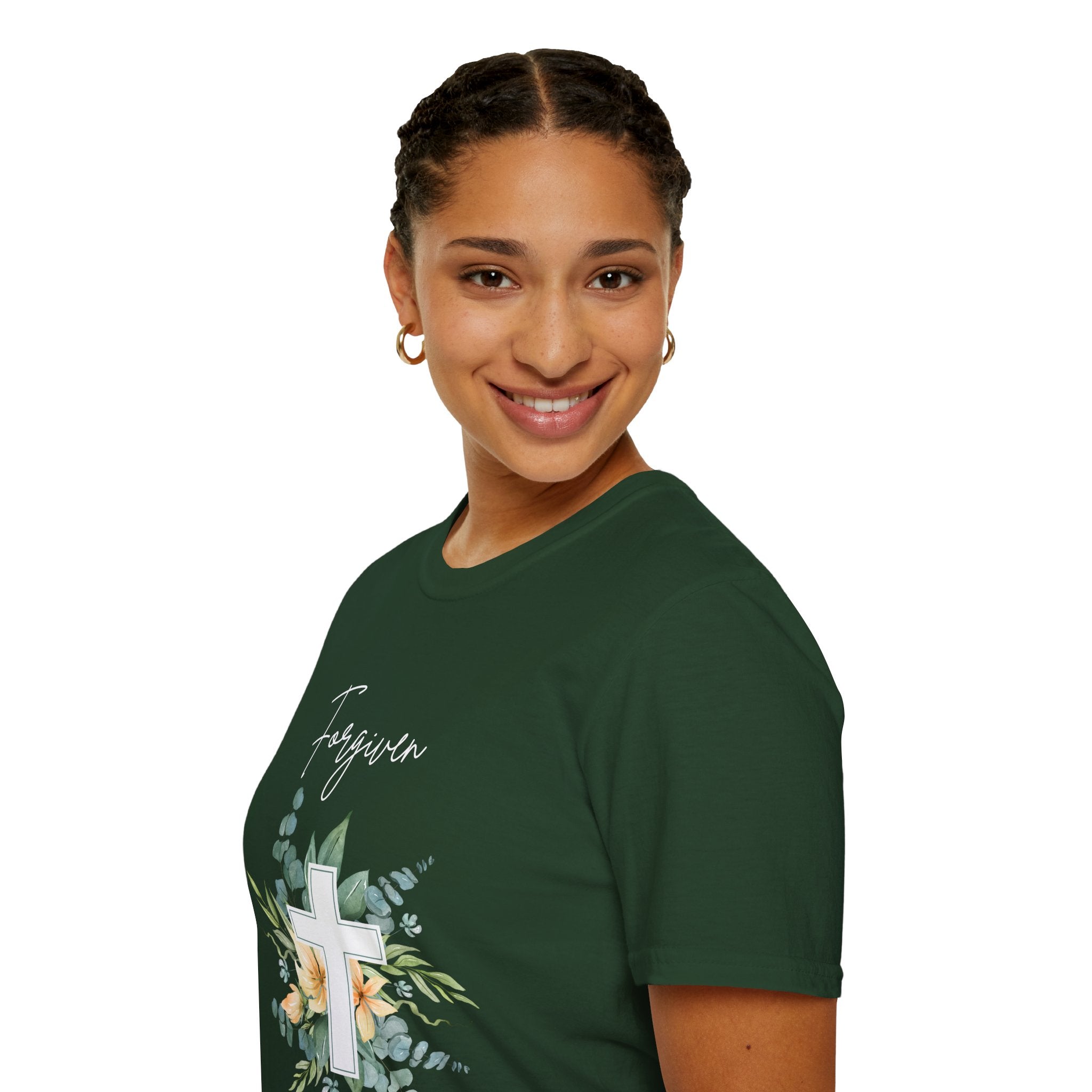 Forgiven Floral Cross T-Shirt | Watercolor Flower Christian Faith Tee