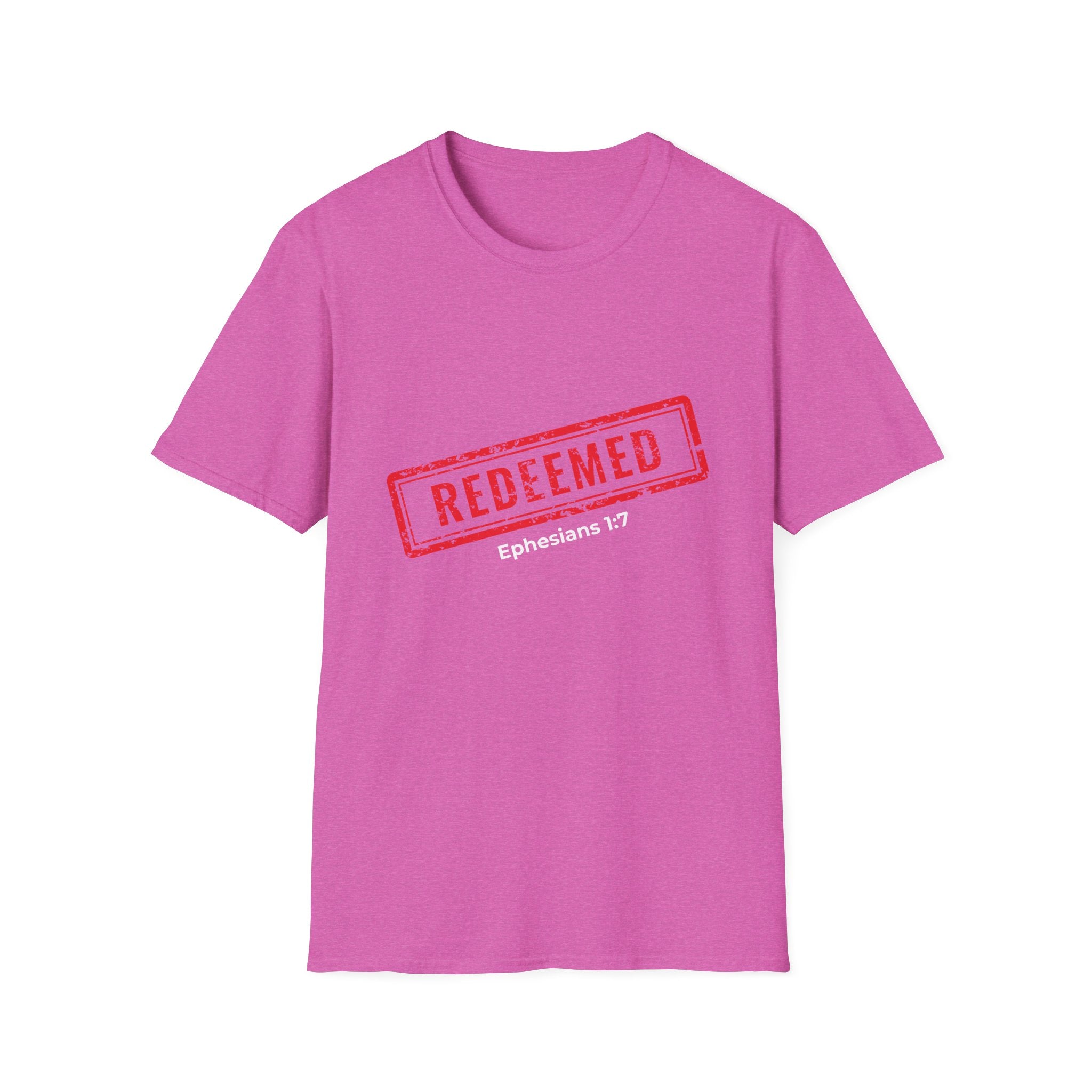 Redeemed stamp Ephesians 1:7 T-Shirt | Christian faith scripture tee
