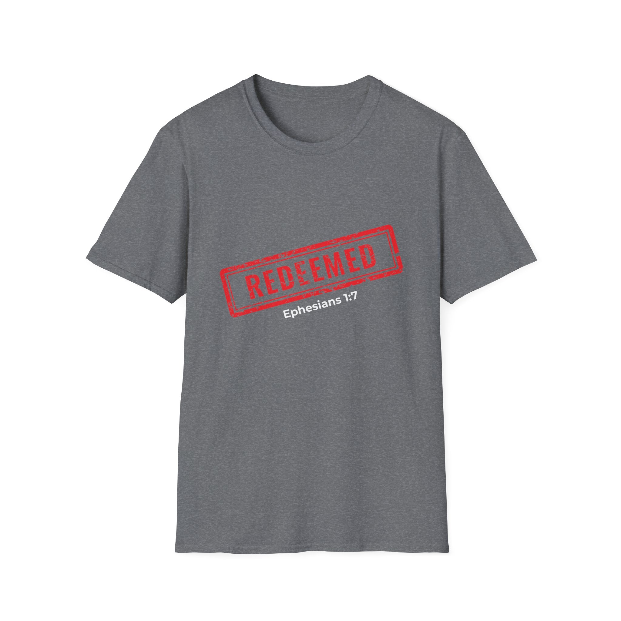 Redeemed stamp Ephesians 1:7 T-Shirt | Christian faith scripture tee