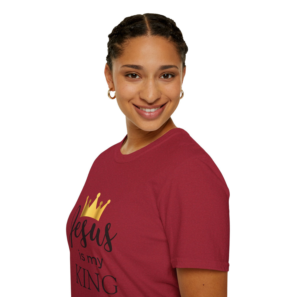 Jesus Is My King T-Shirt — Christian Faith Tee with Gold Crown
