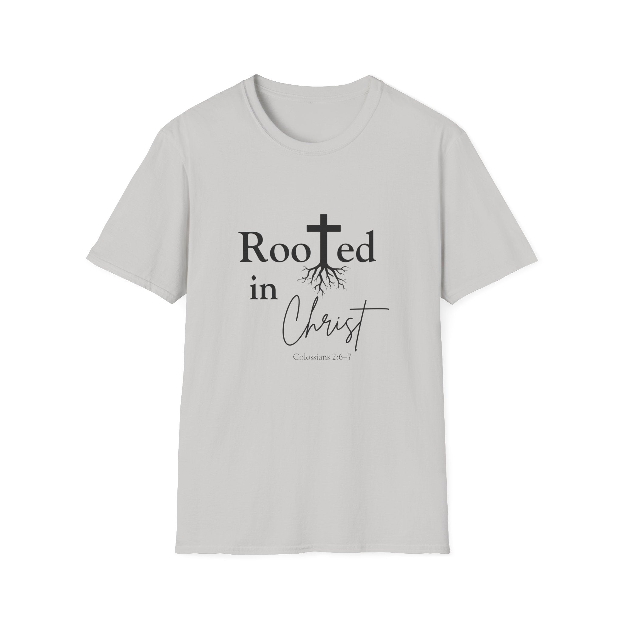 Rooted in Christ Cross & Roots T-Shirt — Christian Faith Tee