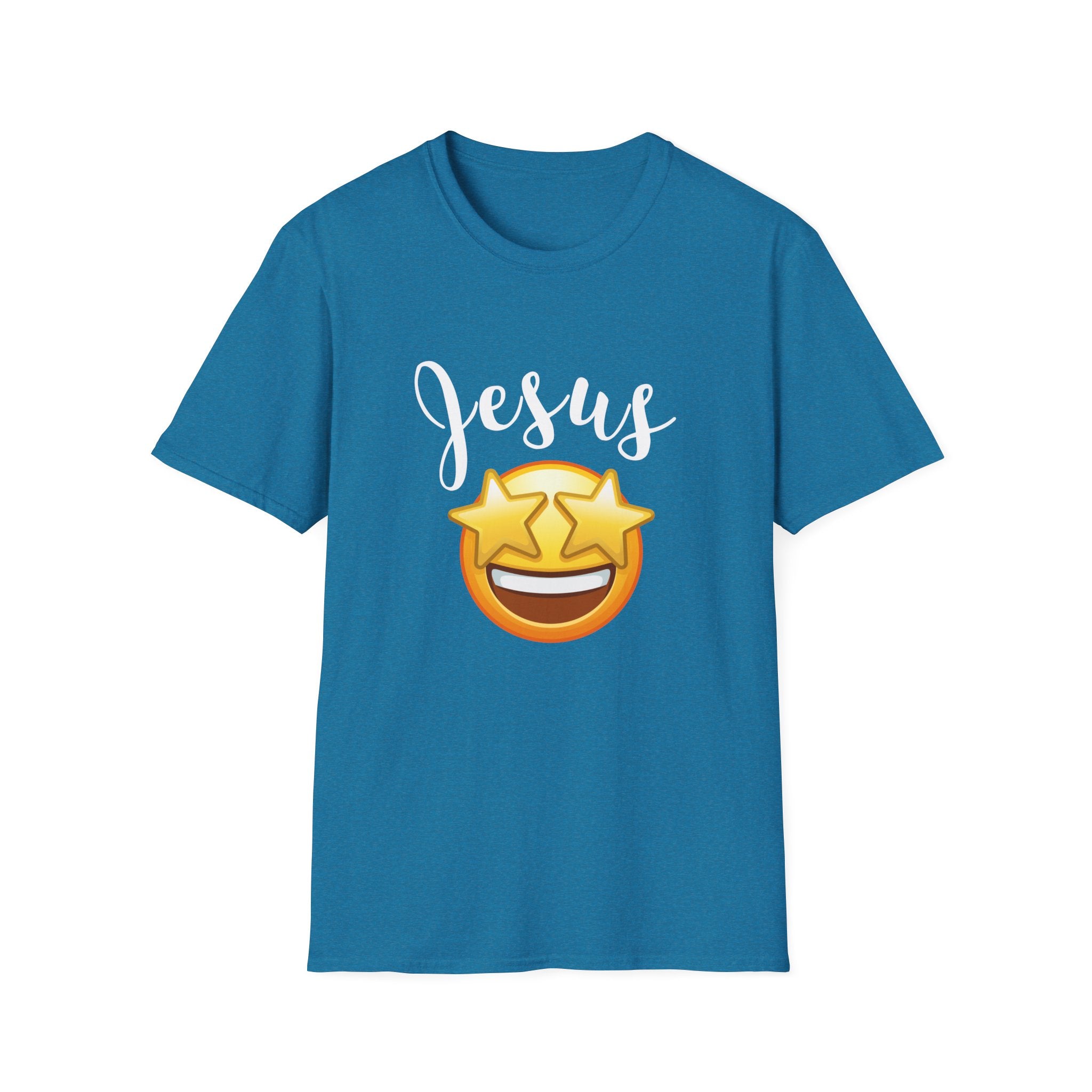 Jesus Emoji Star-Eyes T-Shirt — Casual Christian Faith Tee