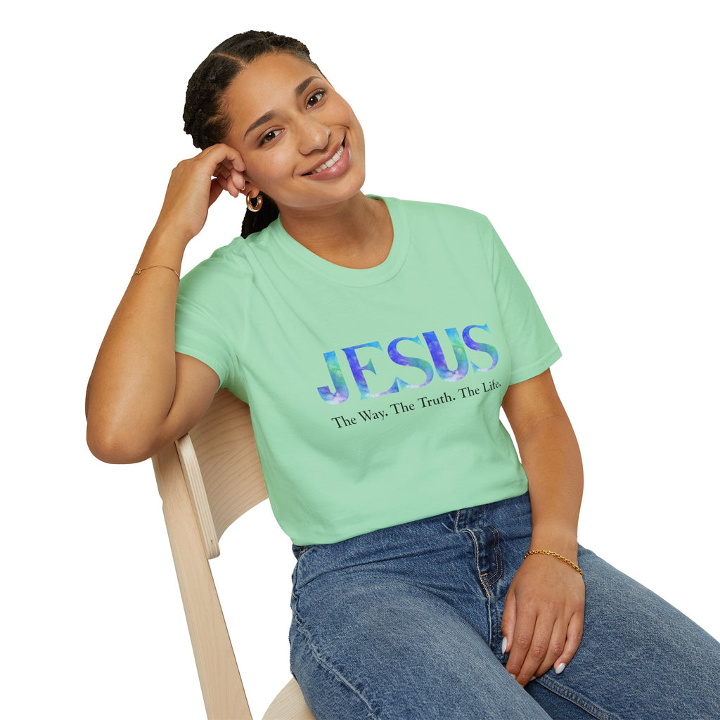 Jesus Watercolor Tee — "The Way. The Truth. The Life." Christian T-Shirt