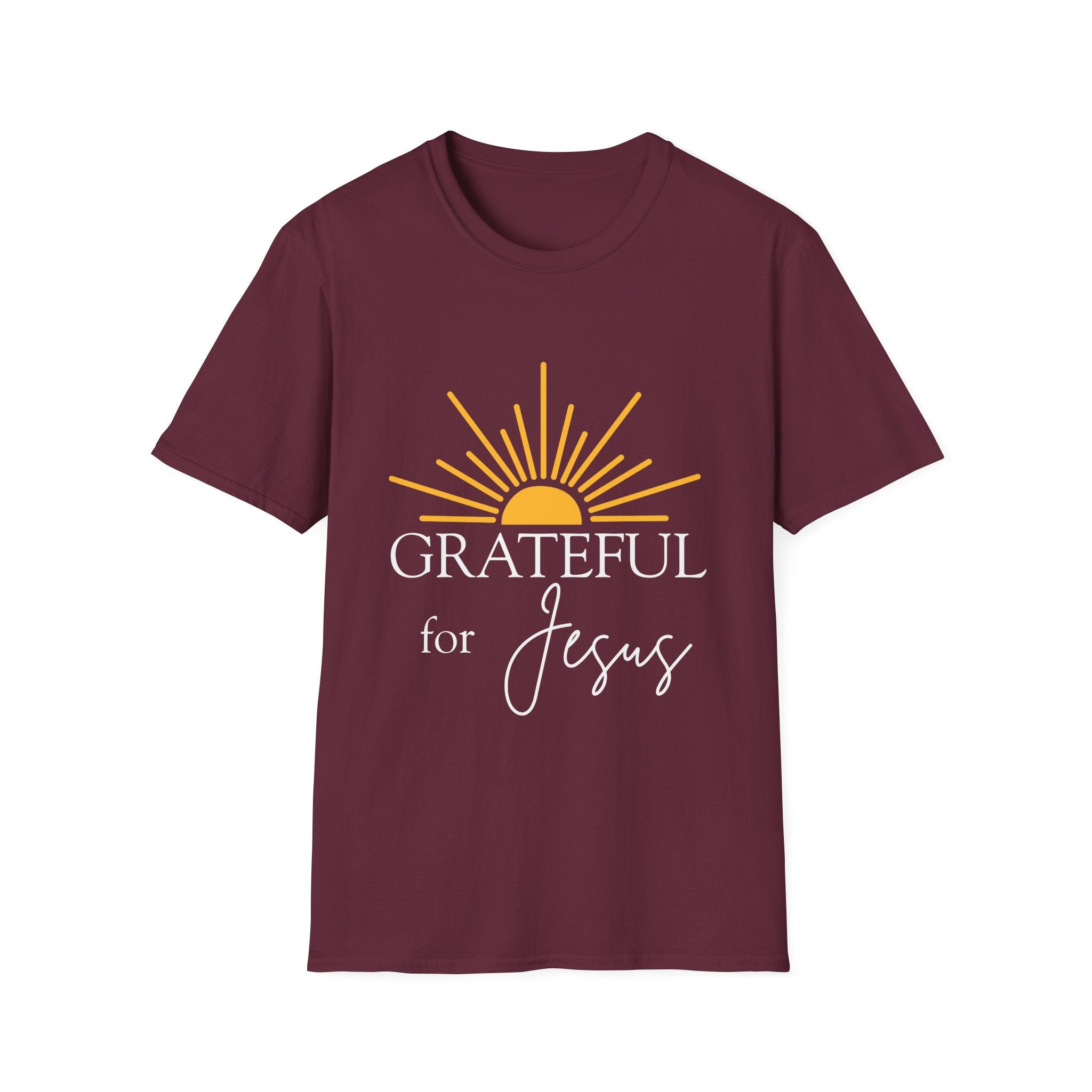 Grateful for Jesus Sunrise T-Shirt | Yellow Half Sun Graphic, Jesus Tee