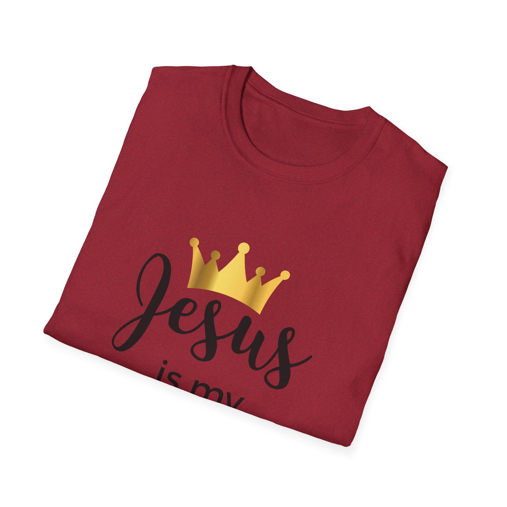 Jesus Is My King T-Shirt — Christian Faith Tee with Gold Crown