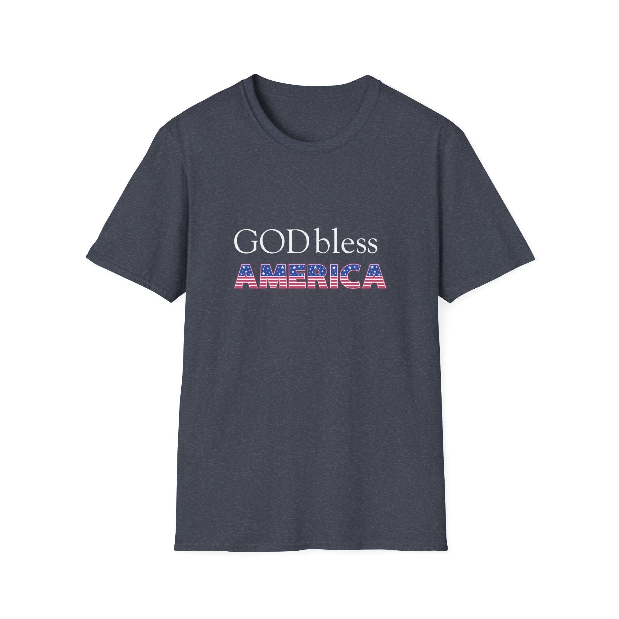 God Bless America T-Shirt — Patriotic American Flag Text Tee