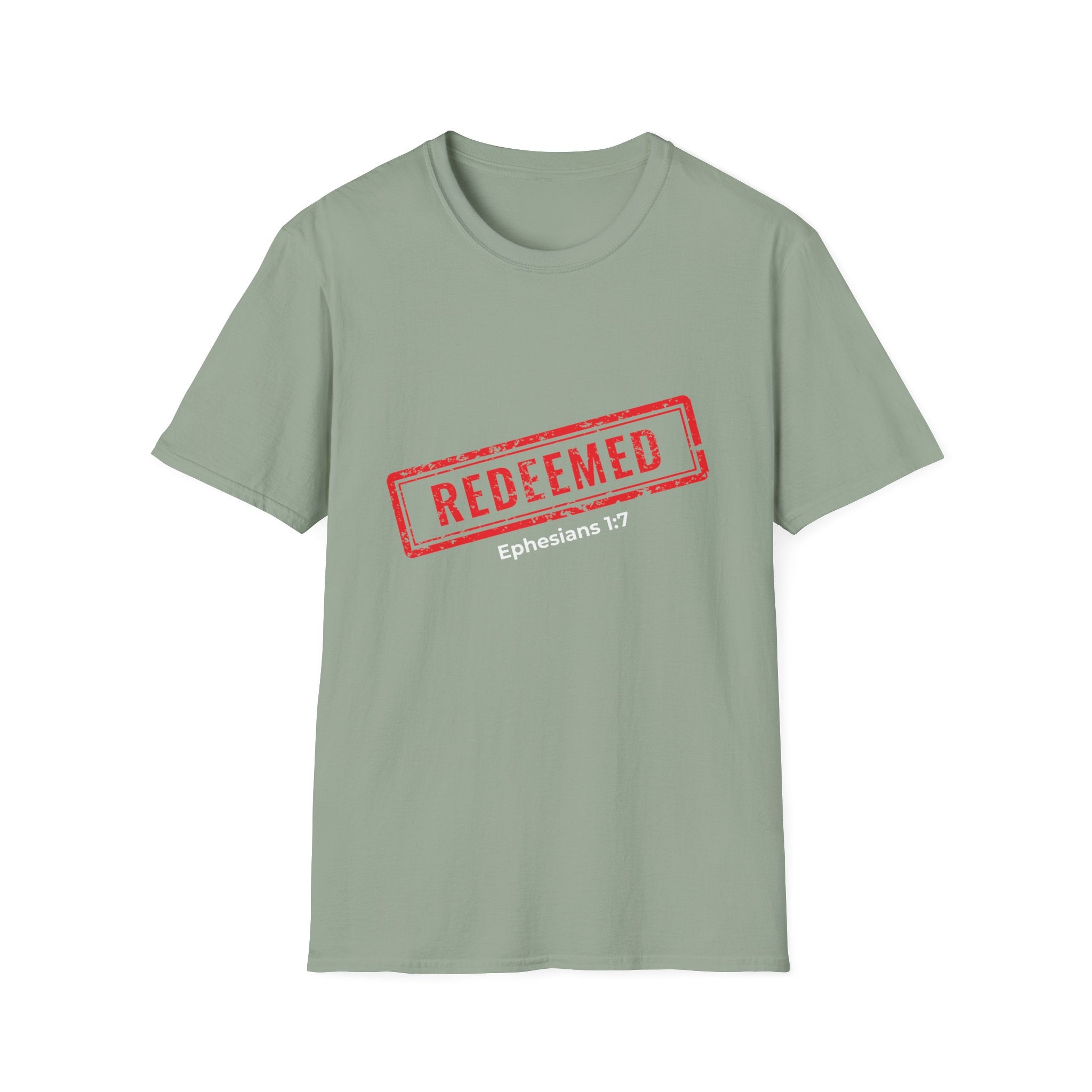 Redeemed stamp Ephesians 1:7 T-Shirt | Christian faith scripture tee